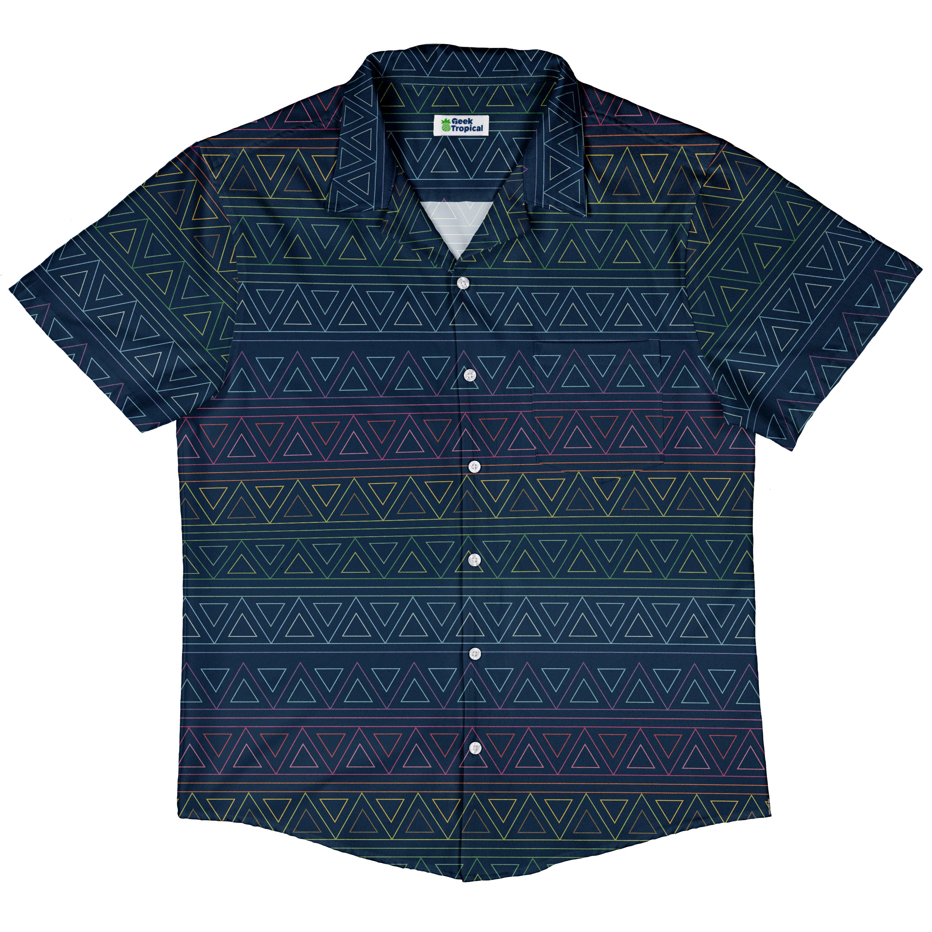 Rainbow Tribal Button Up Shirt Hawaiian Front