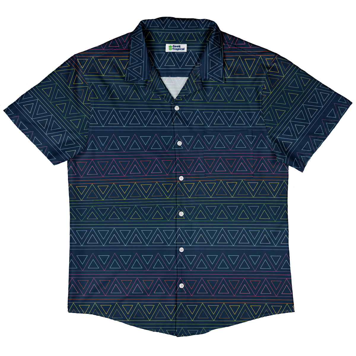 Rainbow Tribal Button Up Shirt Hawaiian Front