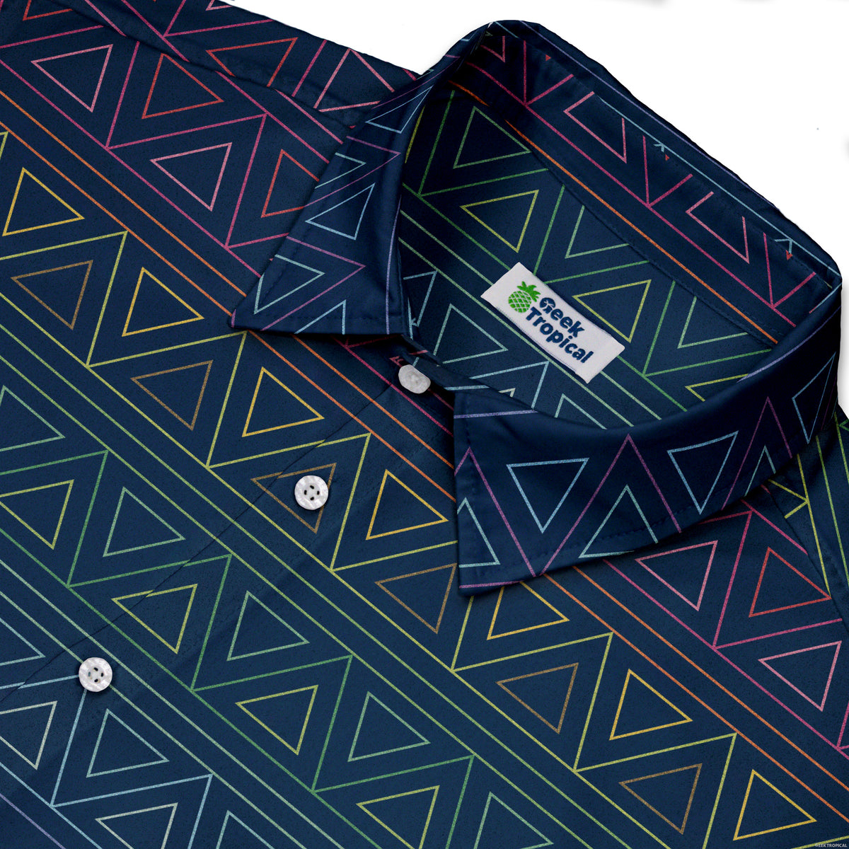 Rainbow Tribal Button Up Shirt Neck