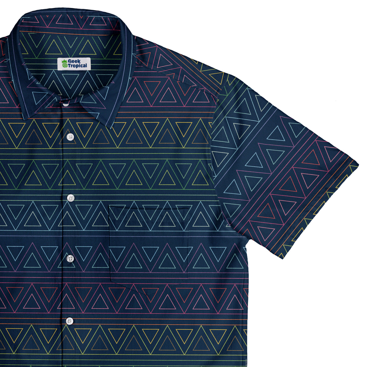 Rainbow Tribal Button Up Shirt Top Corner