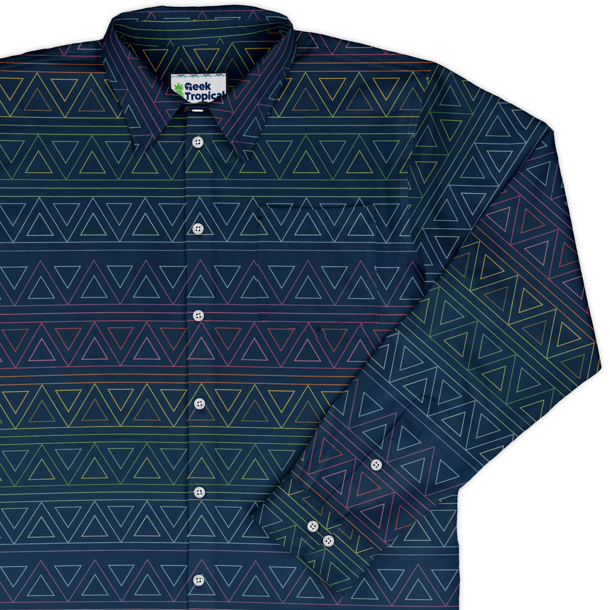Rainbow Tribal Long Sleeve Button Up Shirt cover