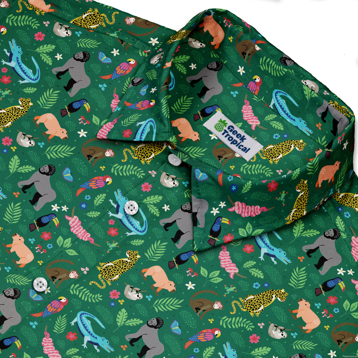 Rainforest Field Notes Button Up Shirt Neck