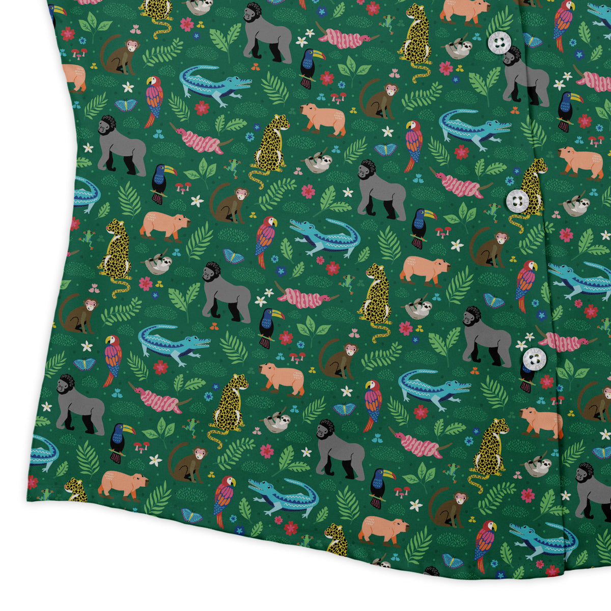 Rainforest Field Notes Curvy Button Up Shirt womens corner
