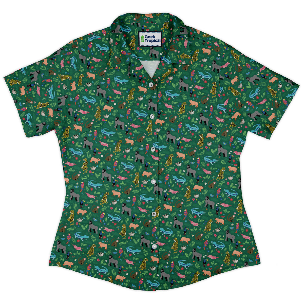 Rainforest Field Notes Curvy Button Up Shirt womens front