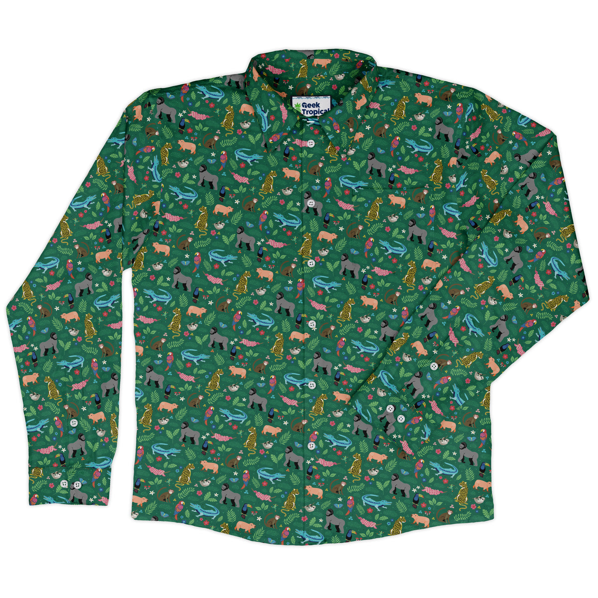 Rainforest Field Notes Long Sleeve Button Up Shirt front