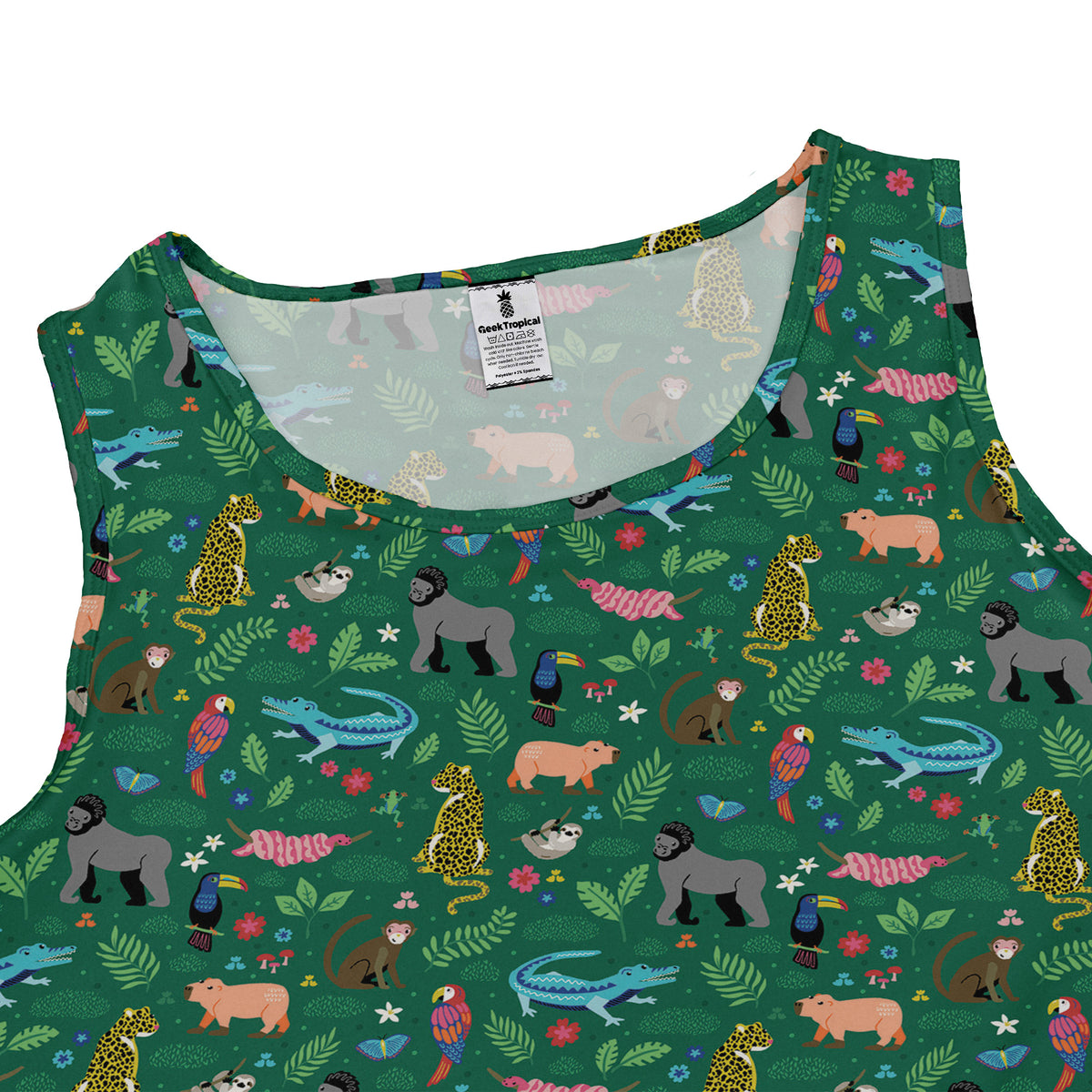 Rainforest Field Notes Sleeveless Dress close front