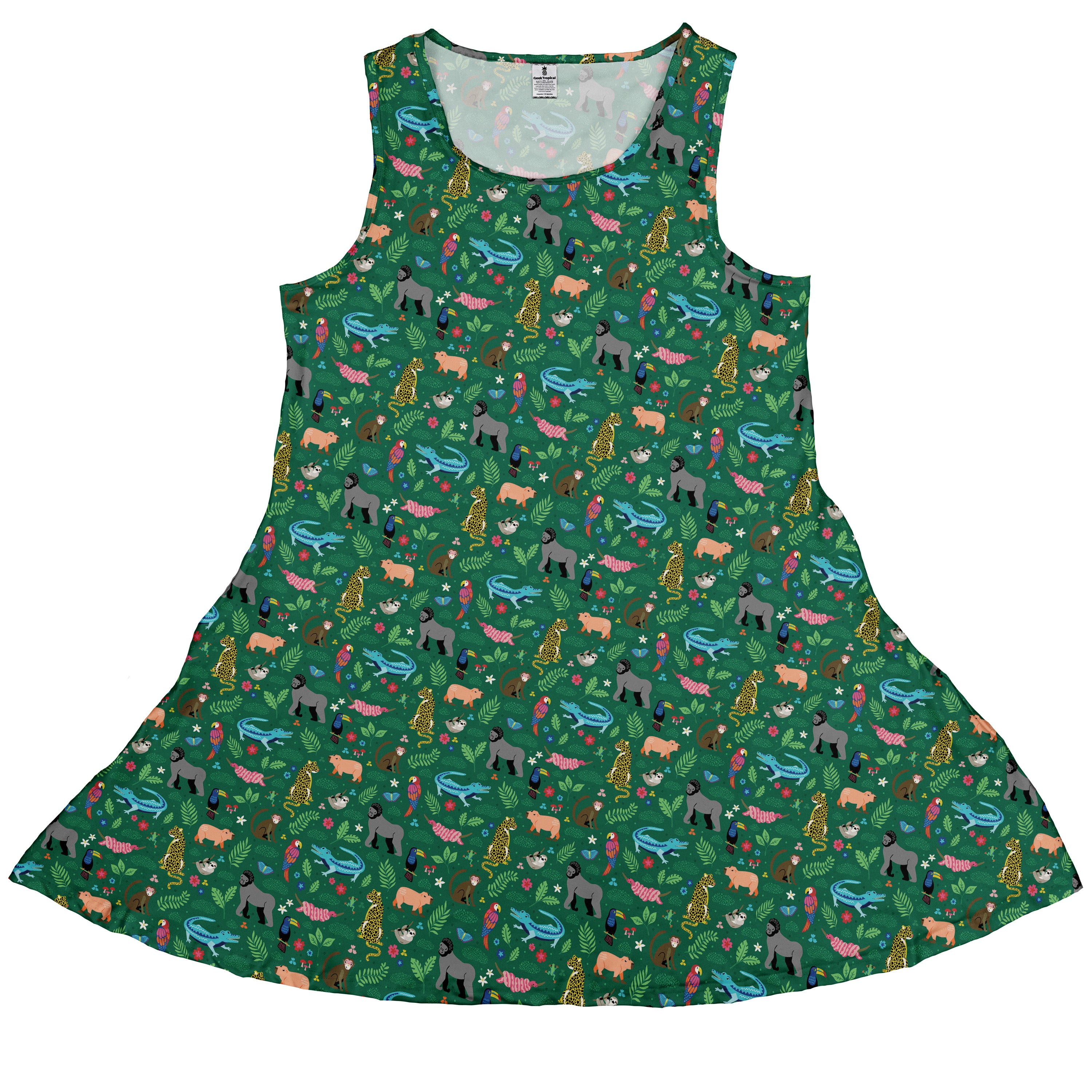Rainforest Field Notes Sleeveless Dress front