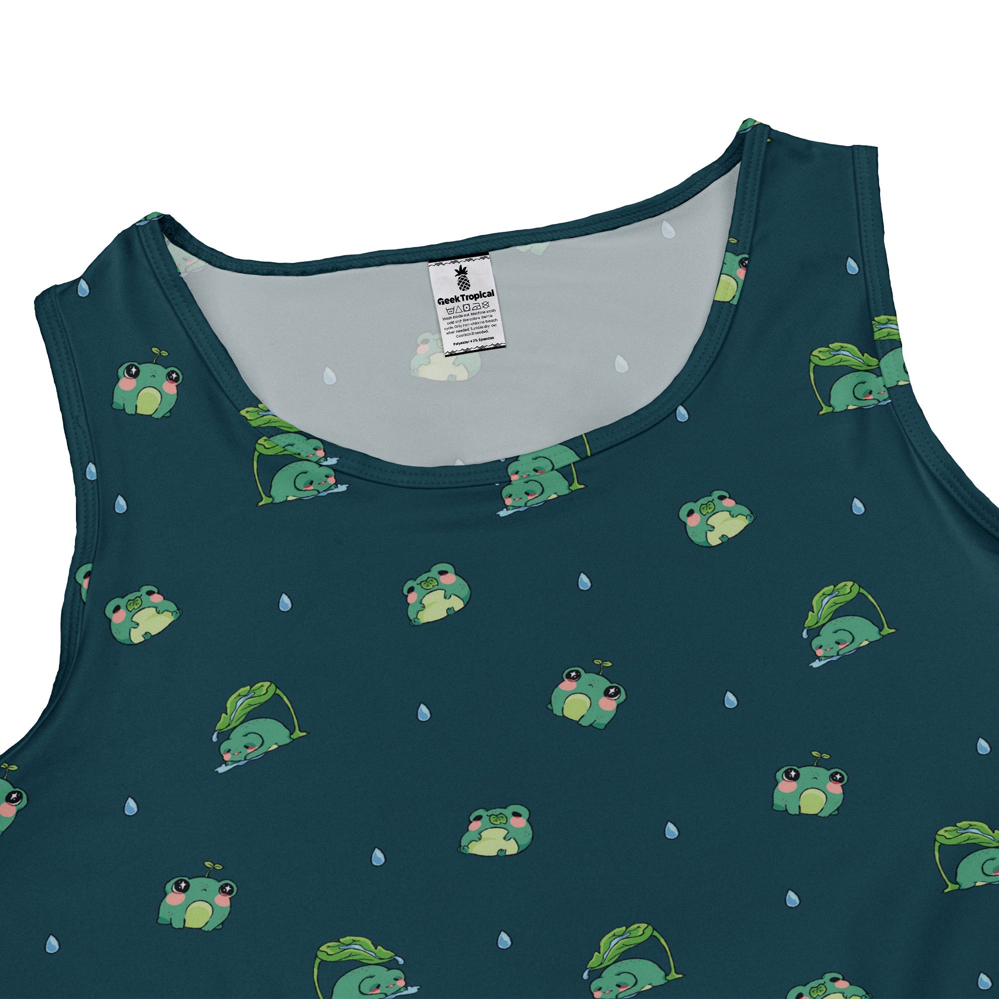 Raining Frogs Dark Teal Dress Geek Nerd Animal Patterns Anime Design by Ardi Tong