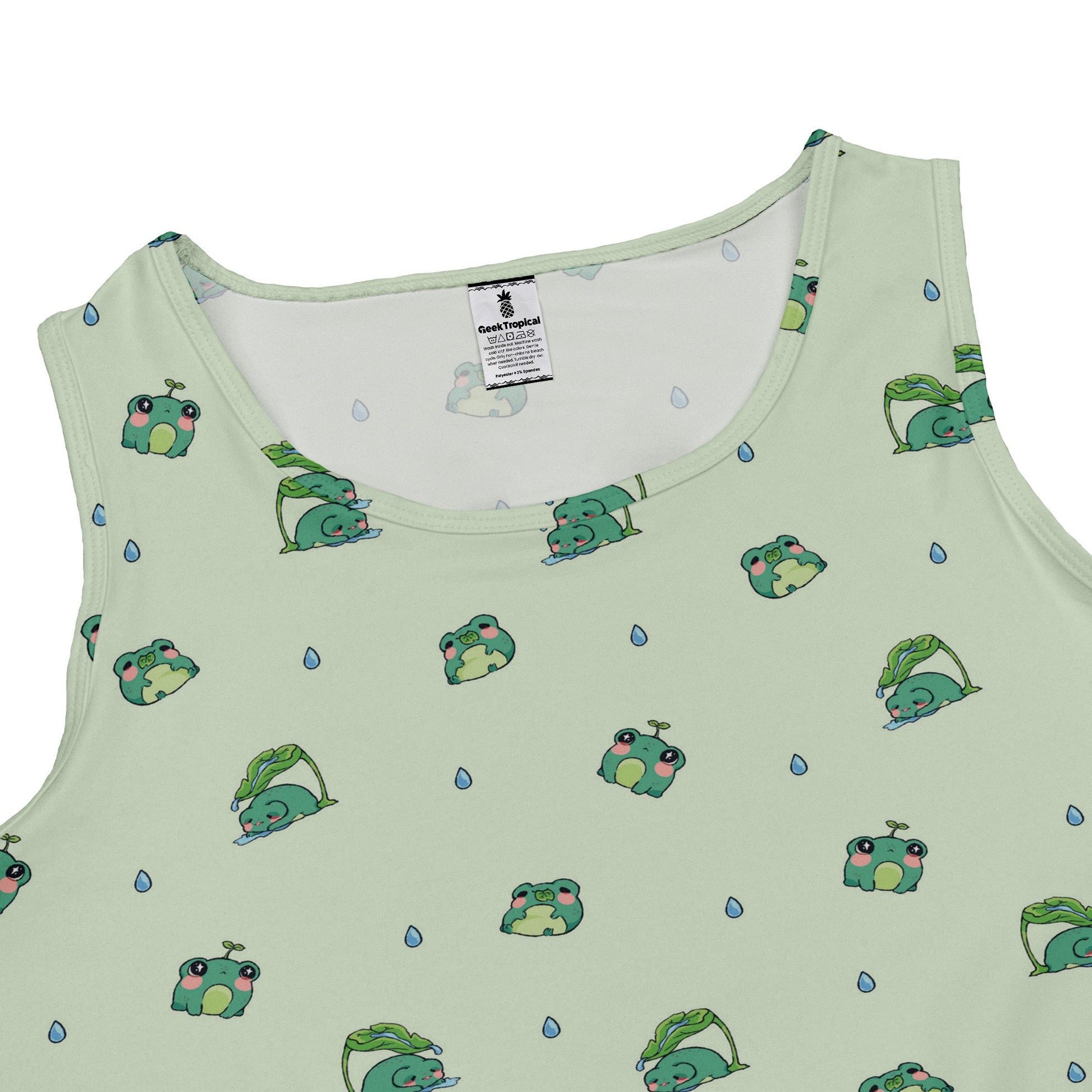 Raining Frogs Pastel Green Dress Geek Nerd Animal Patterns Anime Design by Ardi Tong
