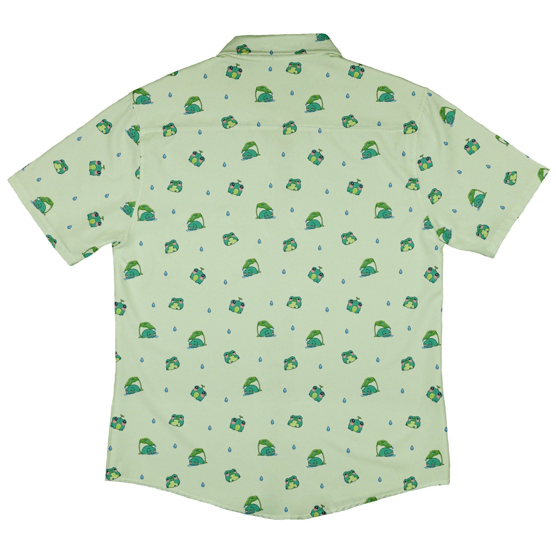 Raining Frogs Pastel Green Button Up Shirt - adult sizing - Animal Patterns - Anime