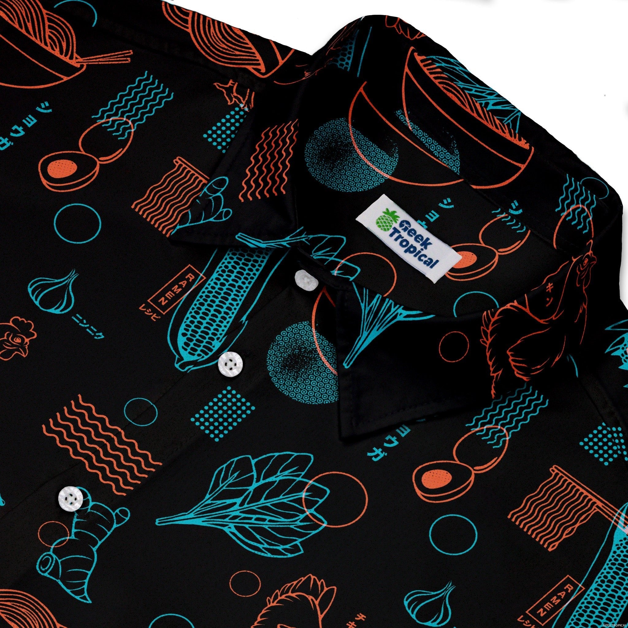 Ramen Recipe Japanese Dark Button Up Shirt - adult sizing - Anime - Design by Tobe Fonseca