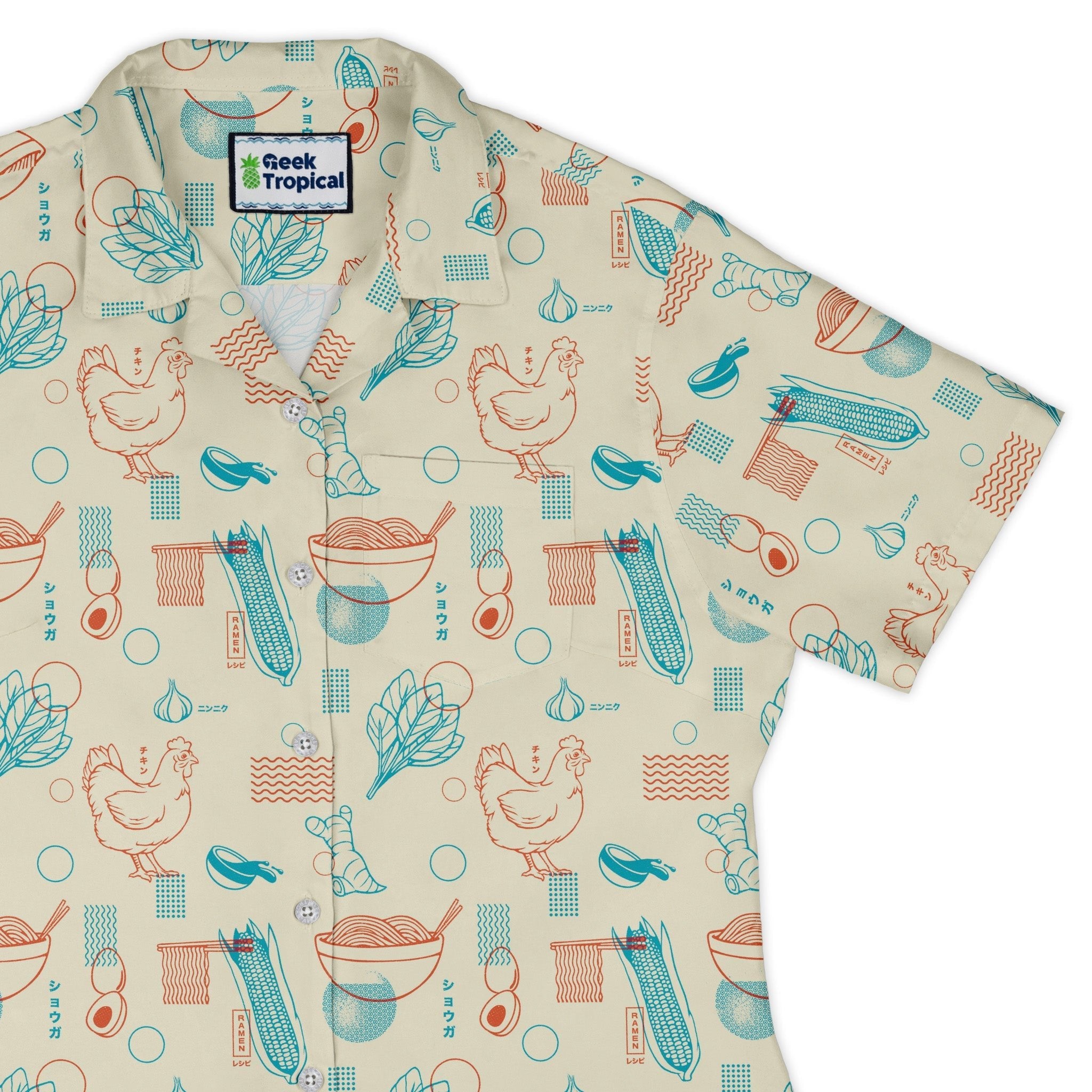 Ramen Recipe Japanese Curvy Button Up Shirt Geek Nerd Anime Design by Tobe Fonseca Q3 - 2