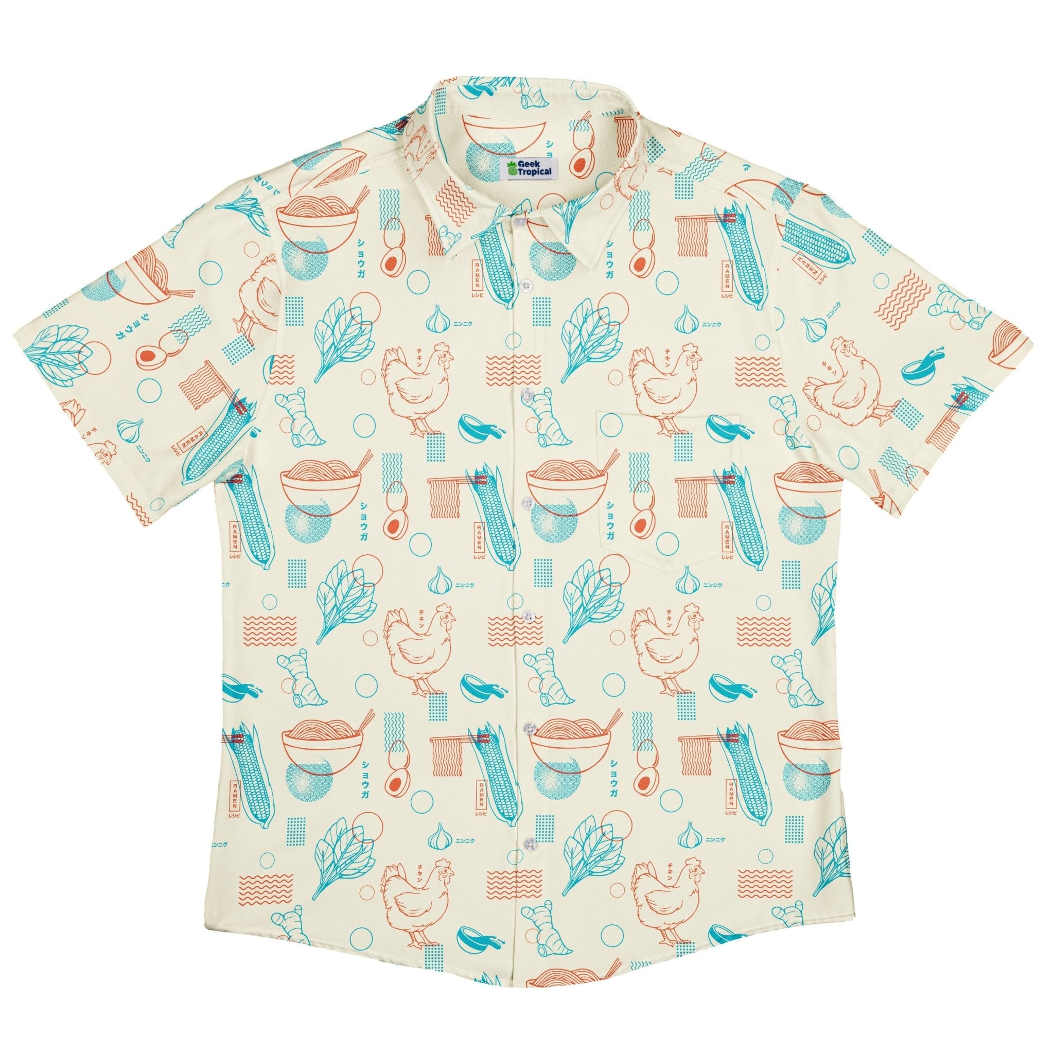 Ramen Recipe Japanese Button Up Shirt - adult sizing - Anime - Design by Tobe Fonseca