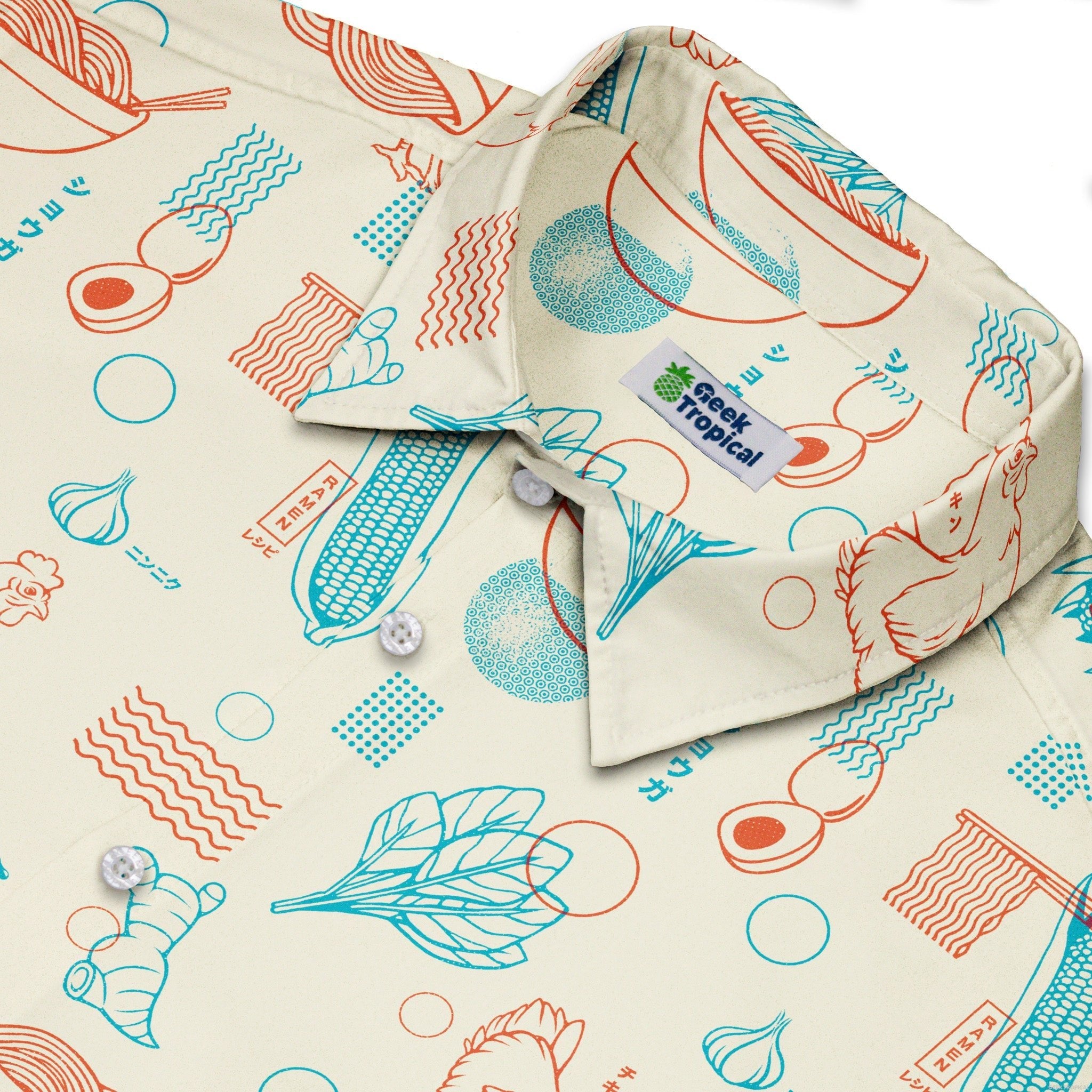 Ramen Recipe Japanese Button Up Shirt - adult sizing - Anime - Design by Tobe Fonseca