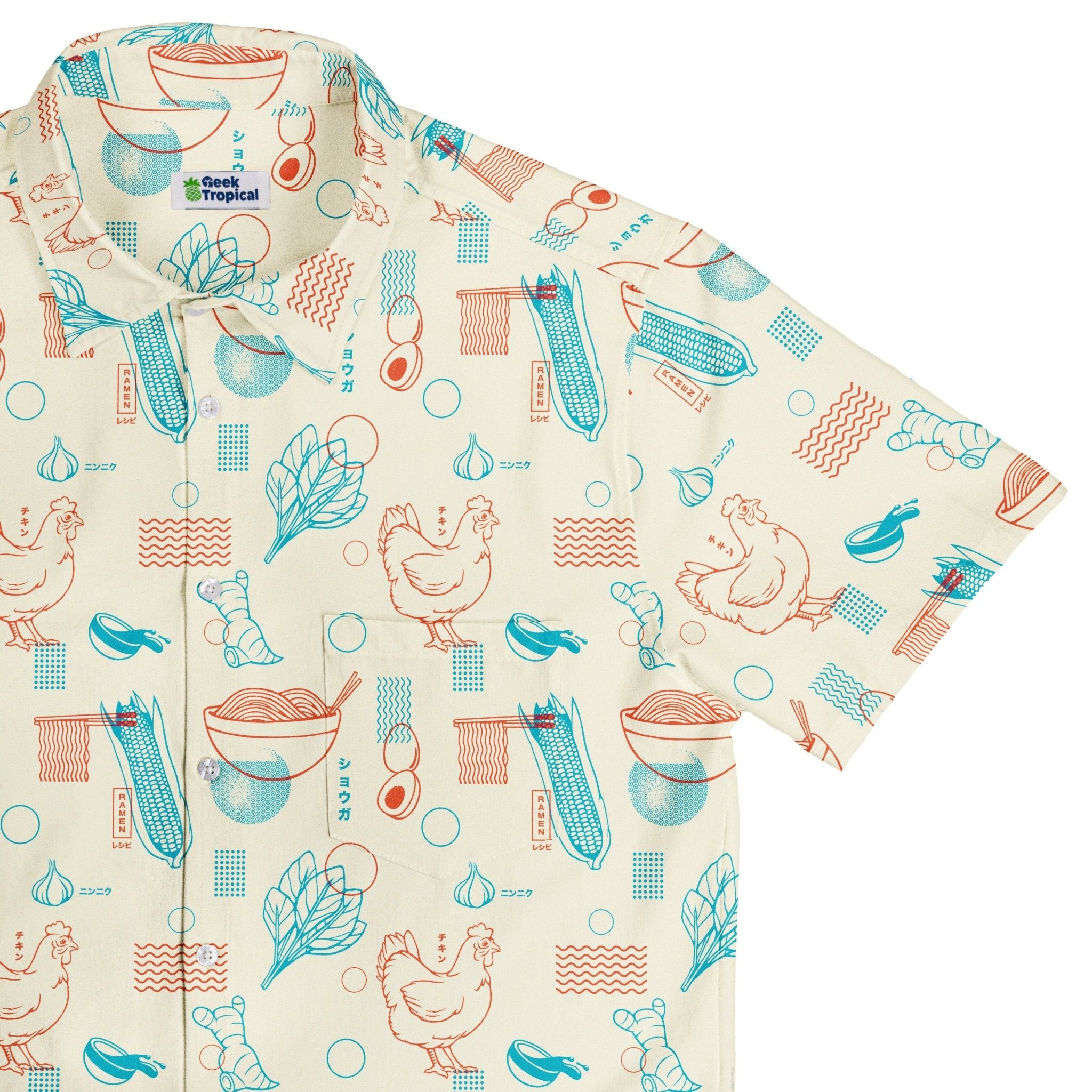 Ramen Recipe Japanese Button Up Shirt - adult sizing - Anime - Design by Tobe Fonseca