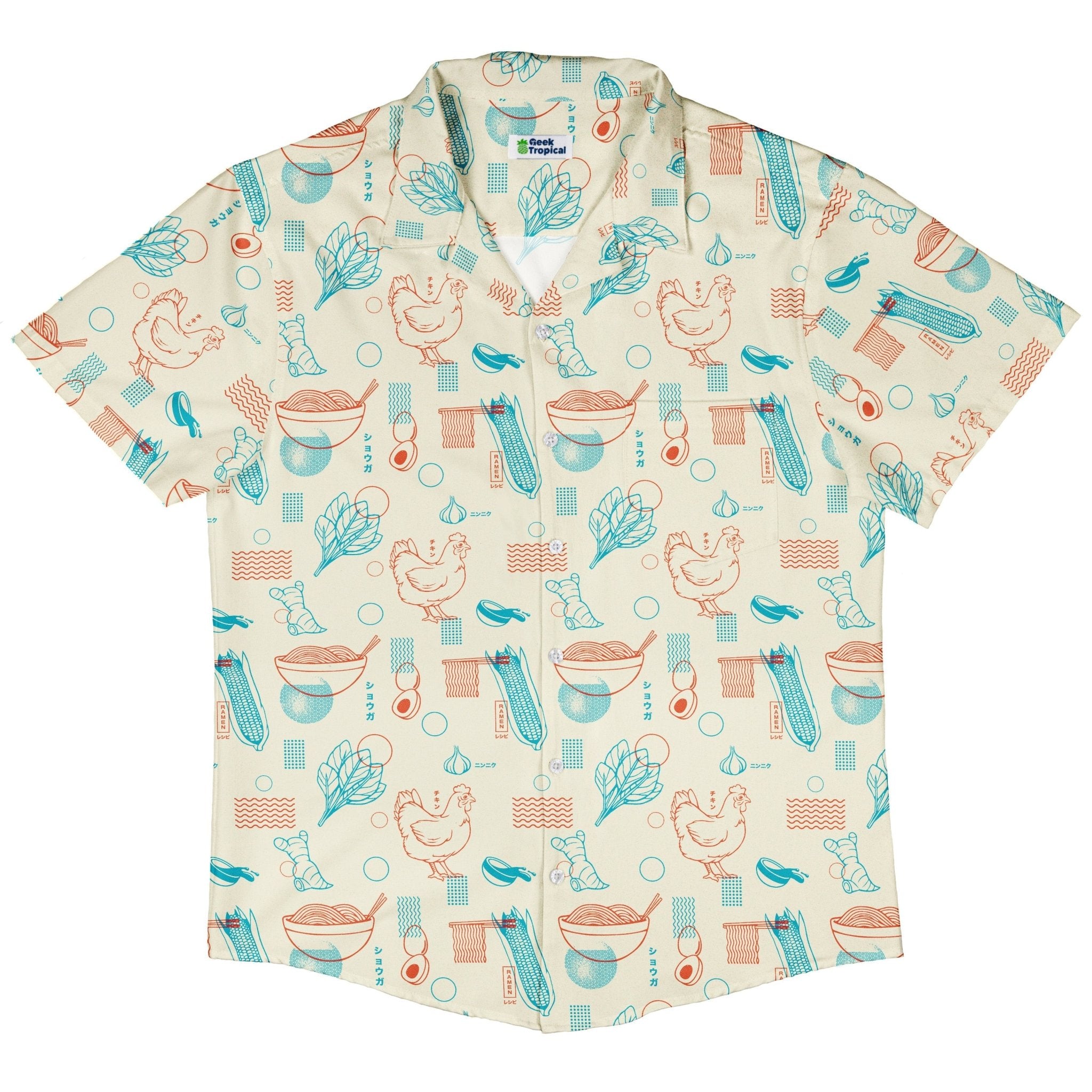 Ramen Recipe Japanese Button Up Shirt - adult sizing - Anime - Design by Tobe Fonseca