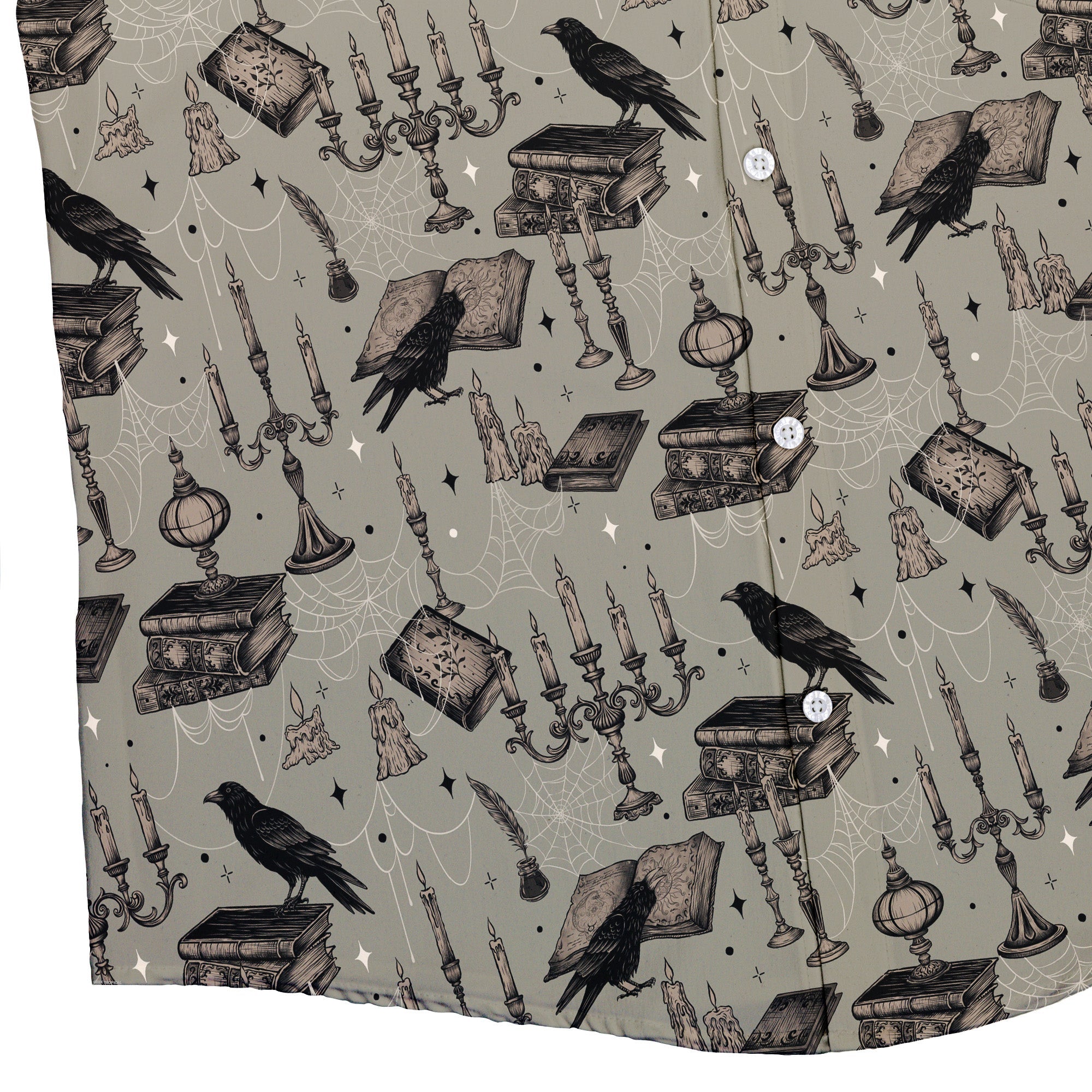 Raven Library Button Up Shirt Bottom Corner