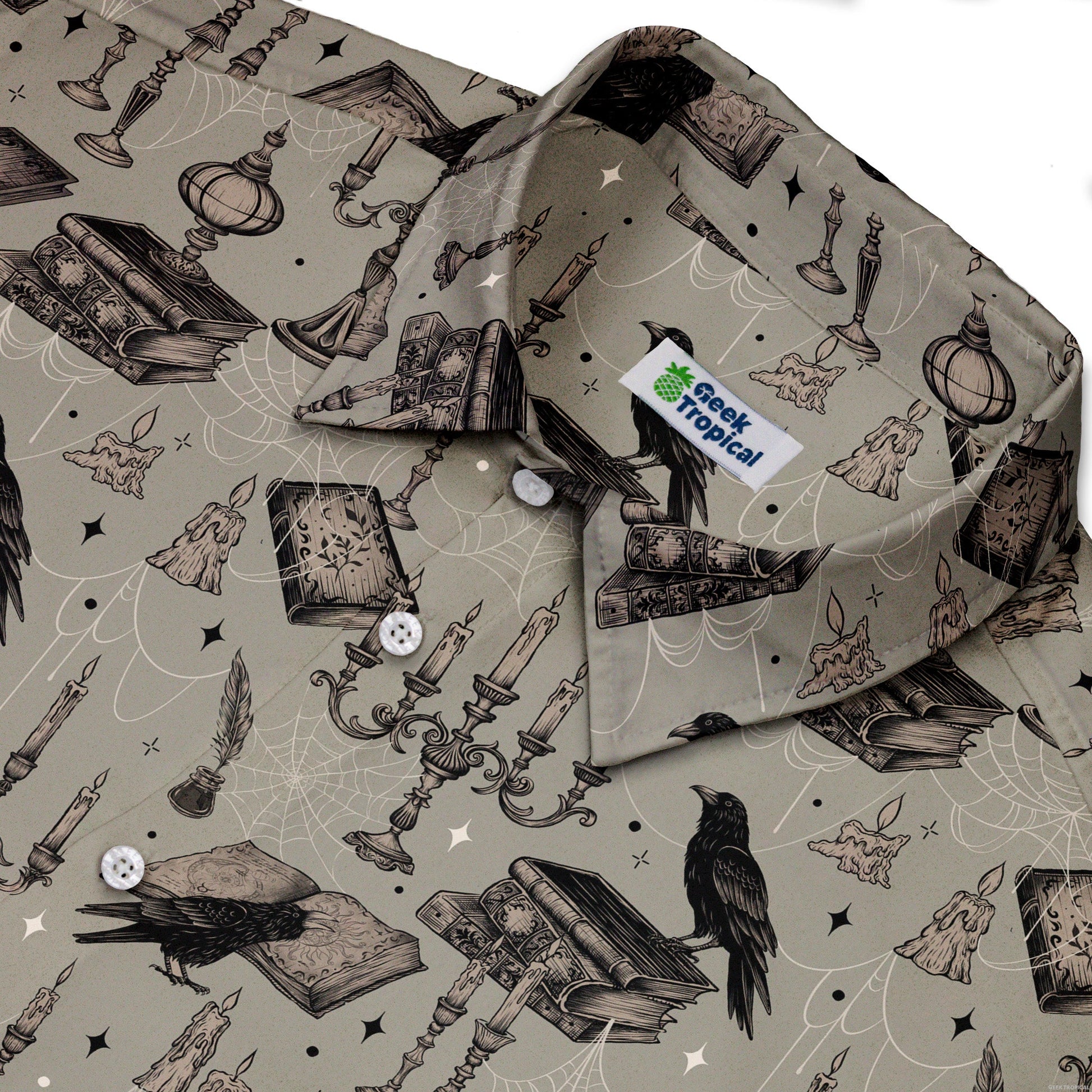 Raven Library Button Up Shirt Neck