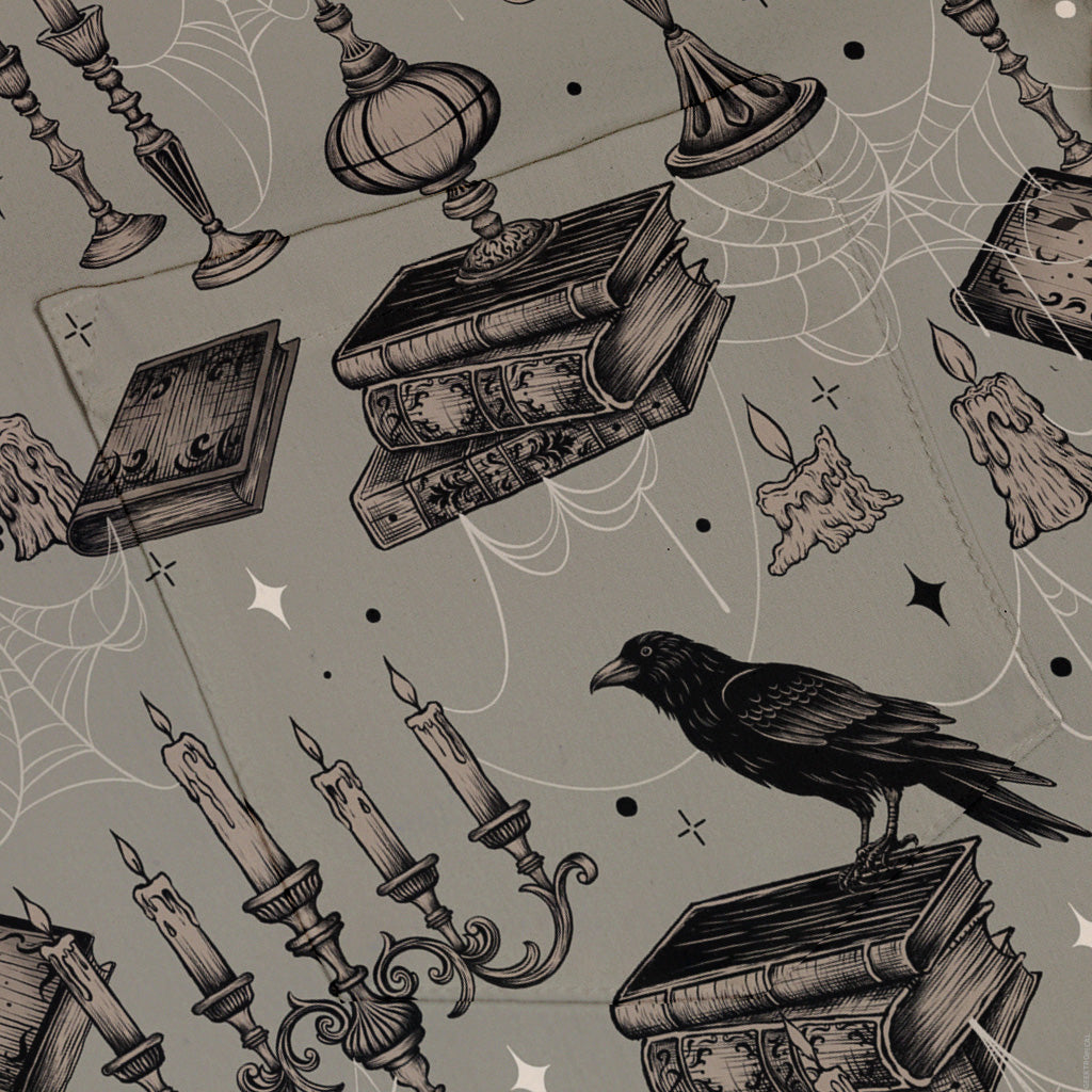 Raven Library Button Up Shirt Pocket