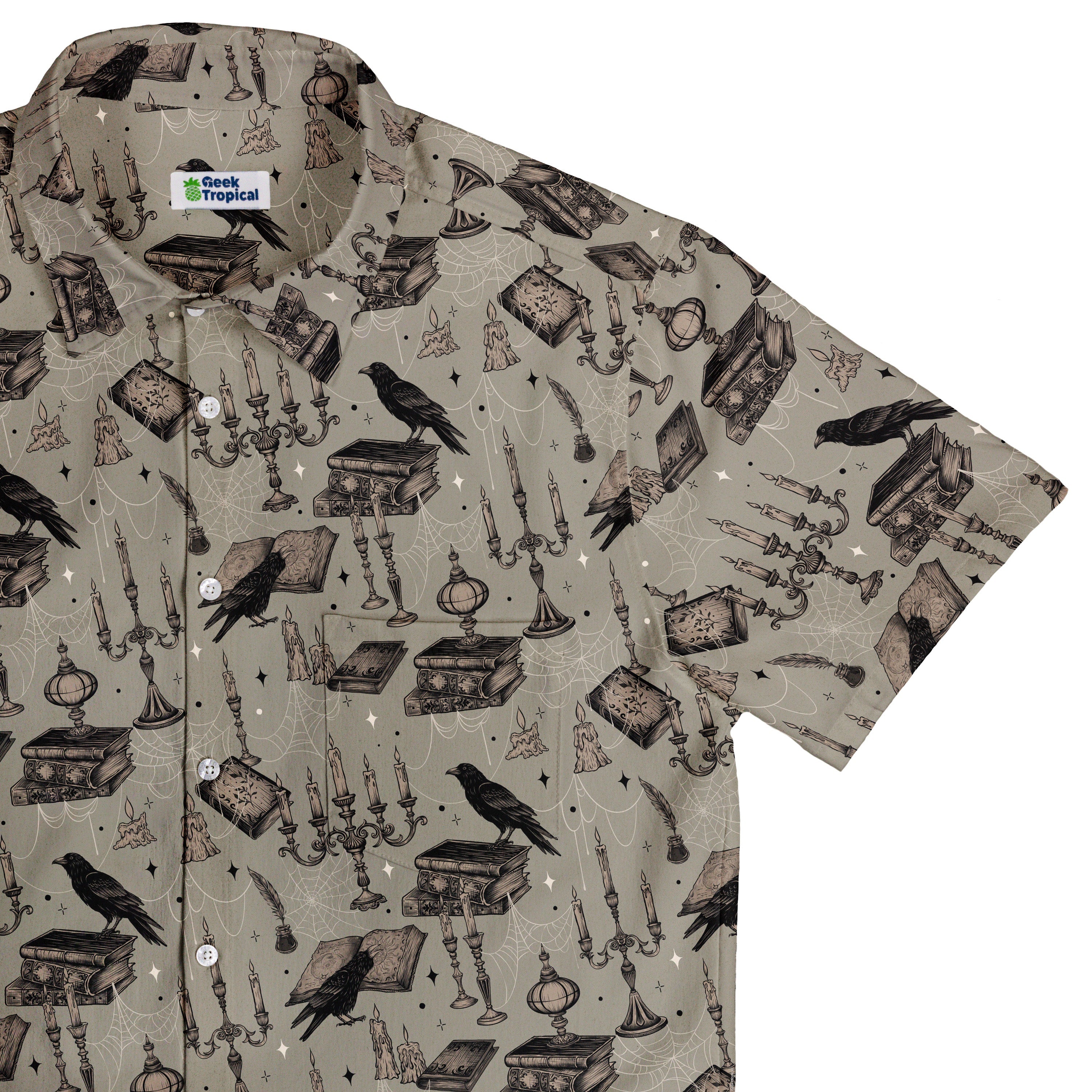 Raven Library Button Up Shirt Top Corner