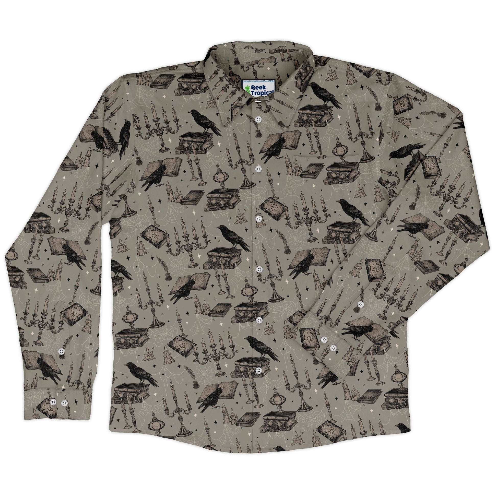 Raven Library Long Sleeve Button Up Shirt front