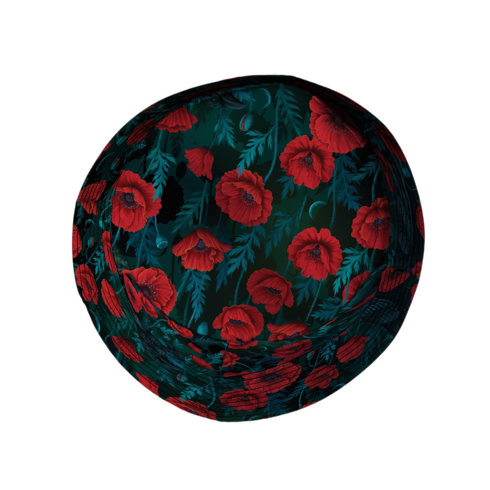 Raven in Bloom Scarlet Bucket Hat Top View