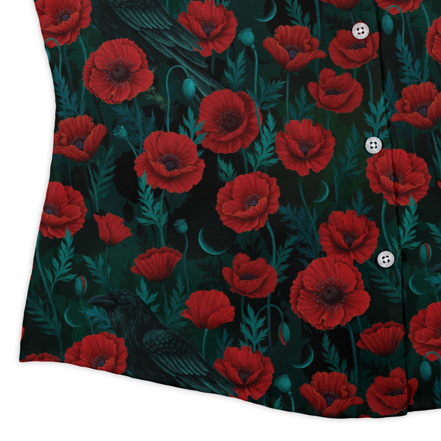 Raven in Bloom Scarlet Curvy Button Up Shirt womens corner