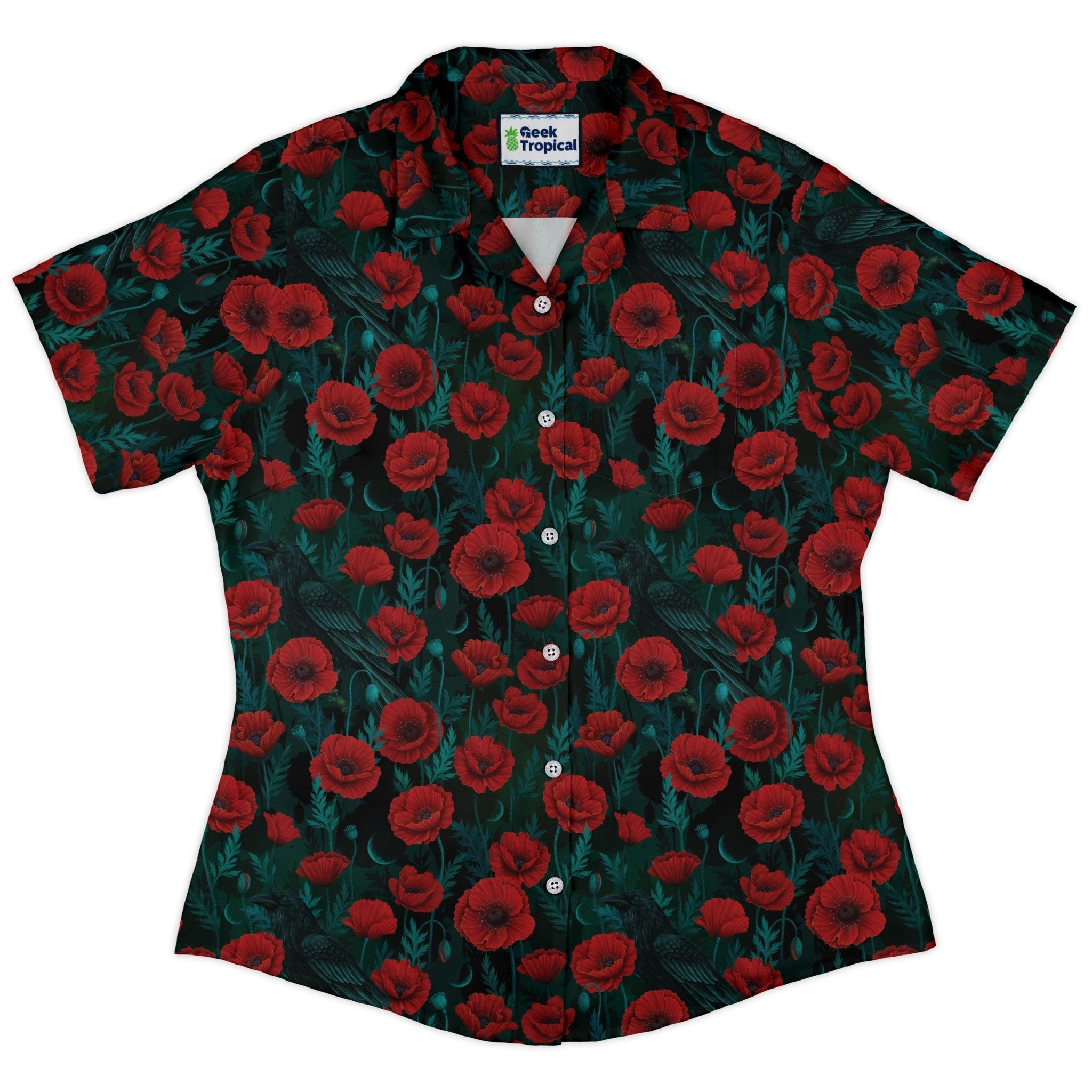 Raven in Bloom Scarlet Curvy Button Up Shirt 2