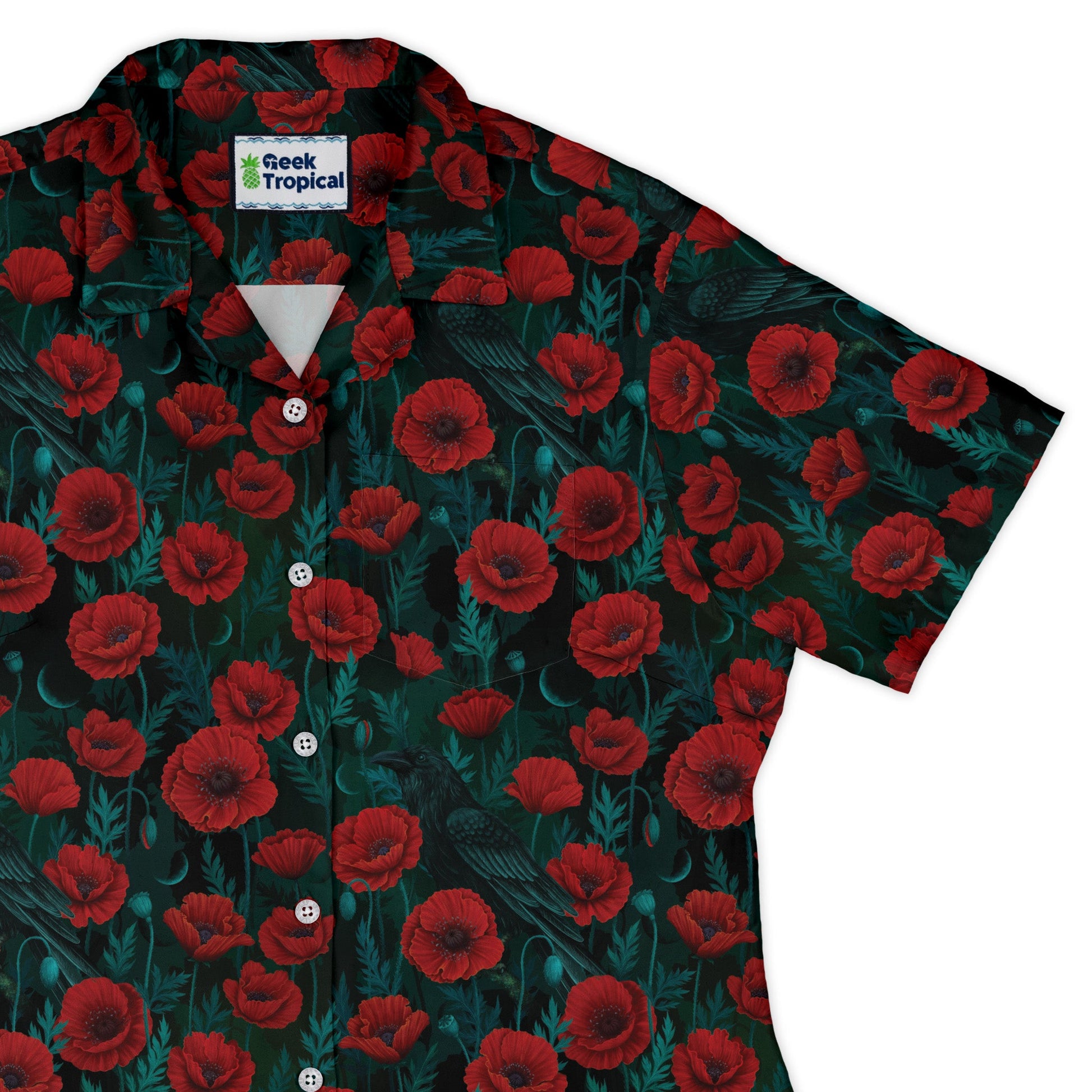 Raven in Bloom Scarlet Curvy Button Up Shirt womens top right
