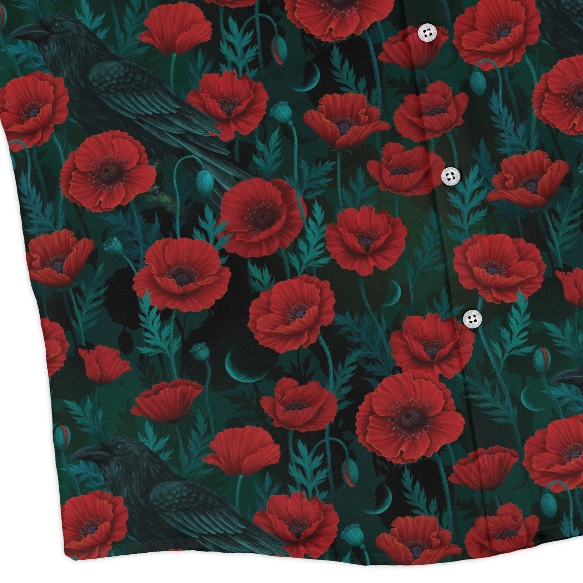 Raven in Bloom Scarlet Long Sleeve Button Up Shirt corner