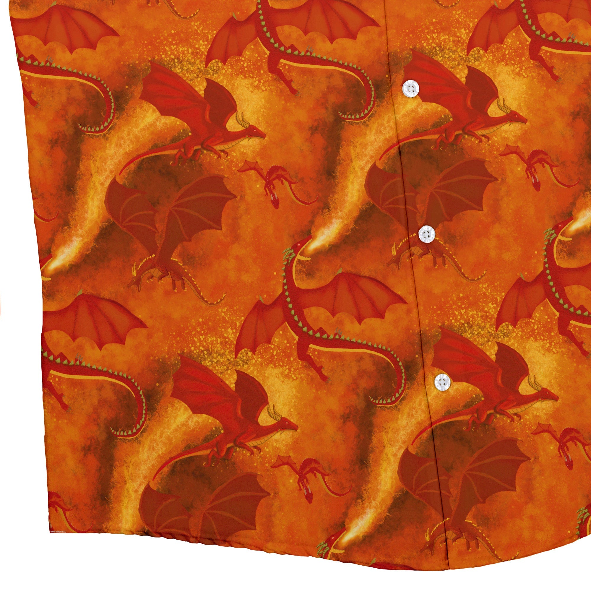Red Dragon Fire Dnd Button Up Shirt - adult sizing - Animal Patterns - Designs by Nathan