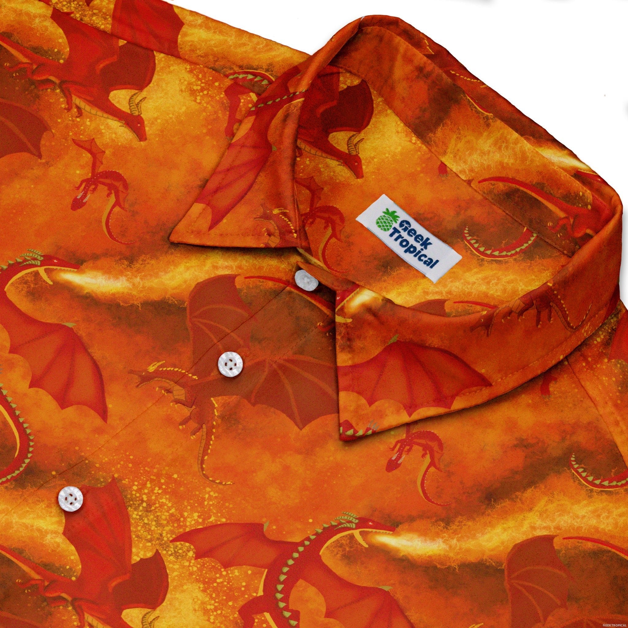 Red Dragon Fire Dnd Button Up Shirt - adult sizing - Animal Patterns - Designs by Nathan