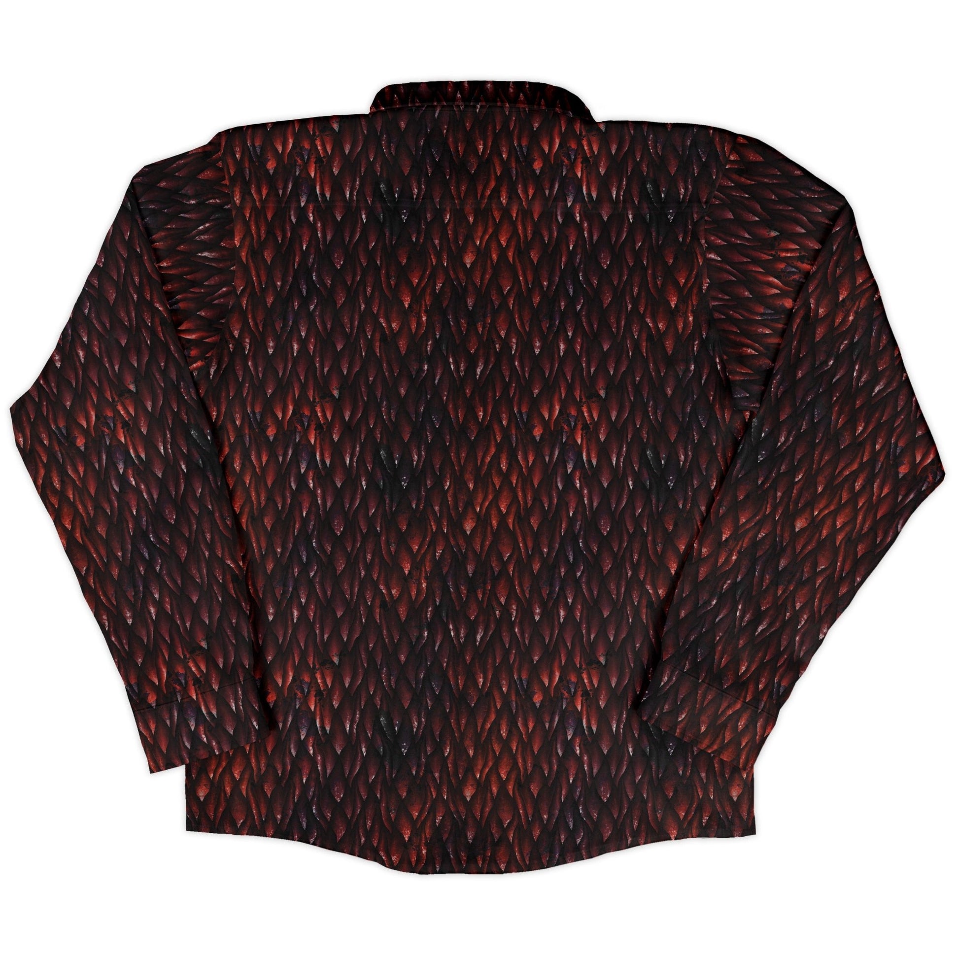 Red Dragon Scales Dnd Long Sleeve Button Up Shirt Geek Nerd adult sizing dnd & rpg print Fantasy Prints
