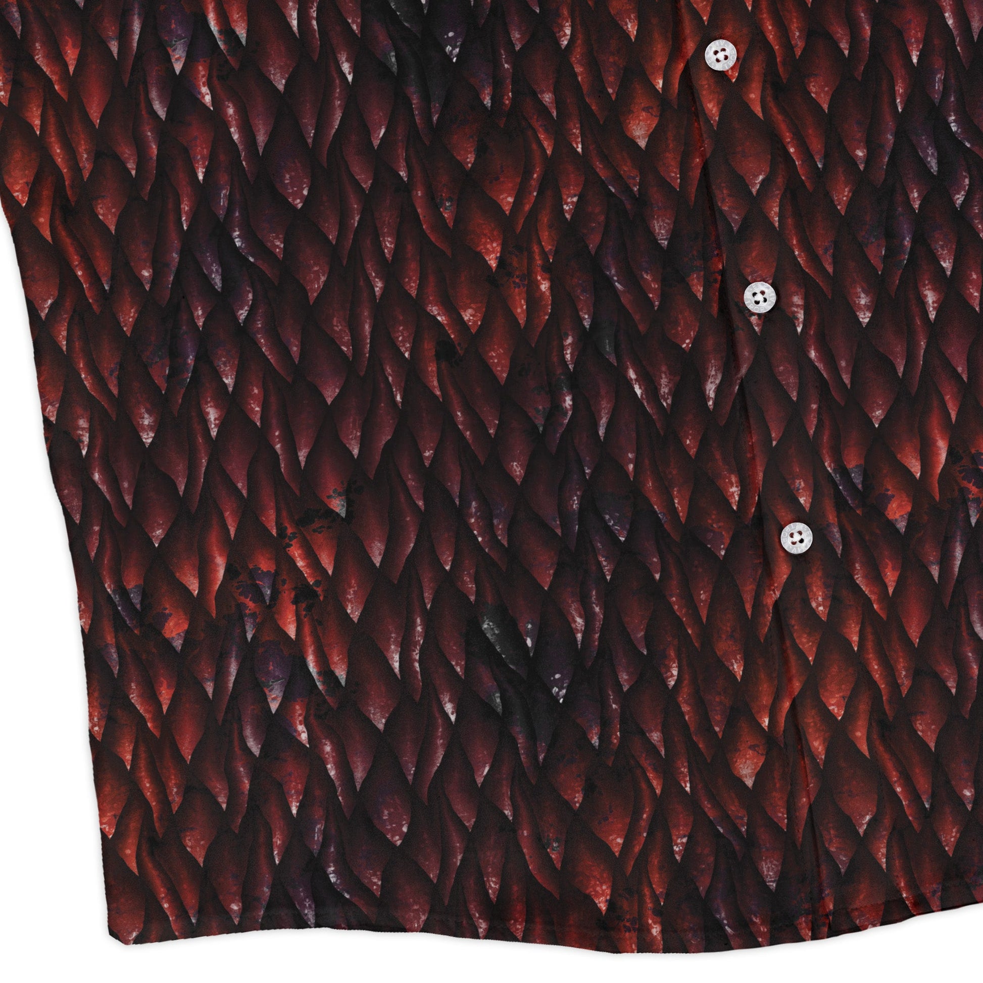 Red Dragon Scales Dnd Long Sleeve Button Up Shirt Geek Nerd adult sizing dnd & rpg print Fantasy Prints