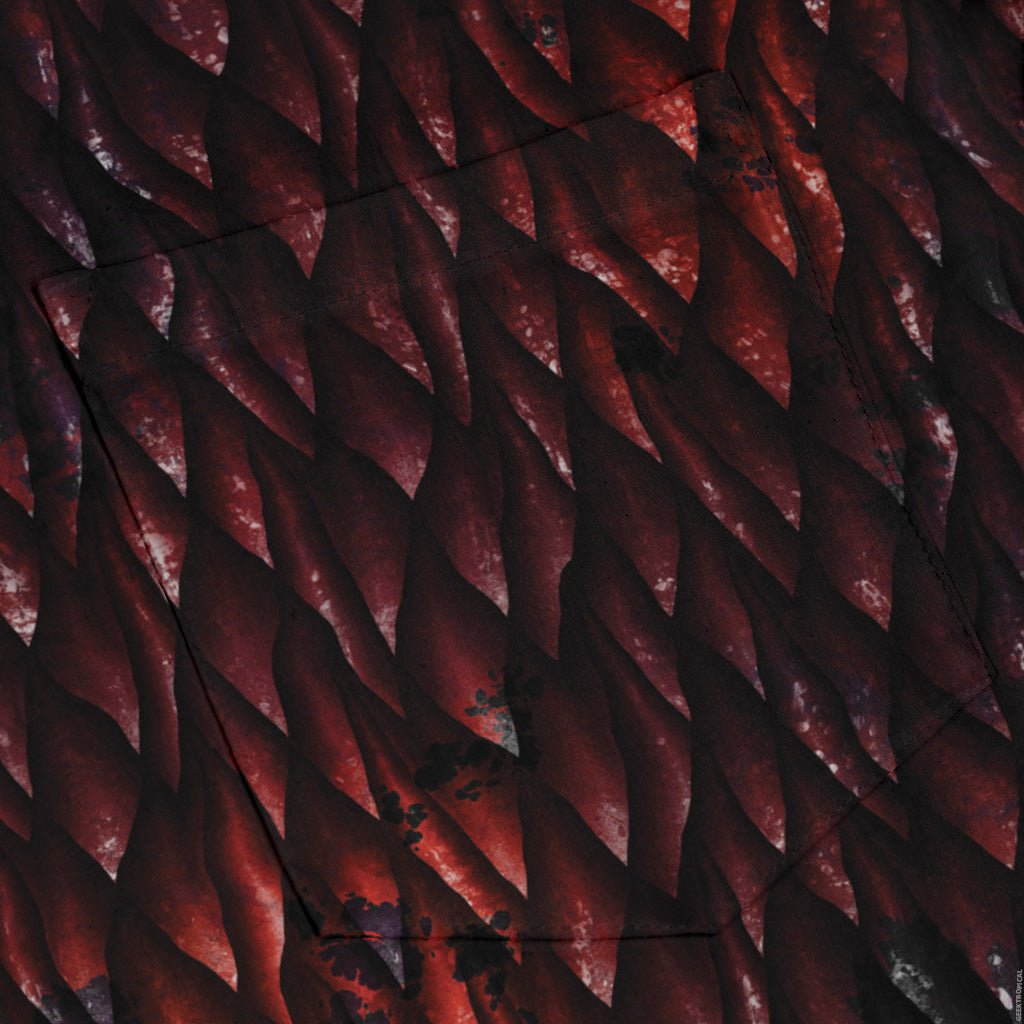 Red Dragon Scales Dnd Long Sleeve Button Up Shirt Geek Nerd adult sizing dnd & rpg print Fantasy Prints
