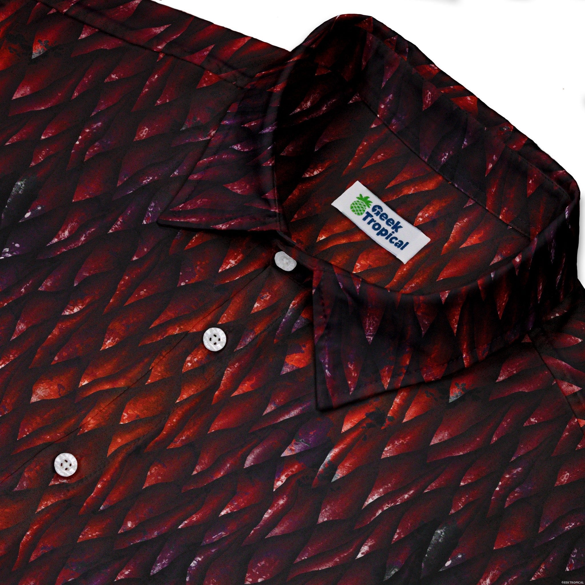 Red Dragon Scales Dnd Button Up Shirt - adult sizing - dnd & rpg print - Fantasy Prints