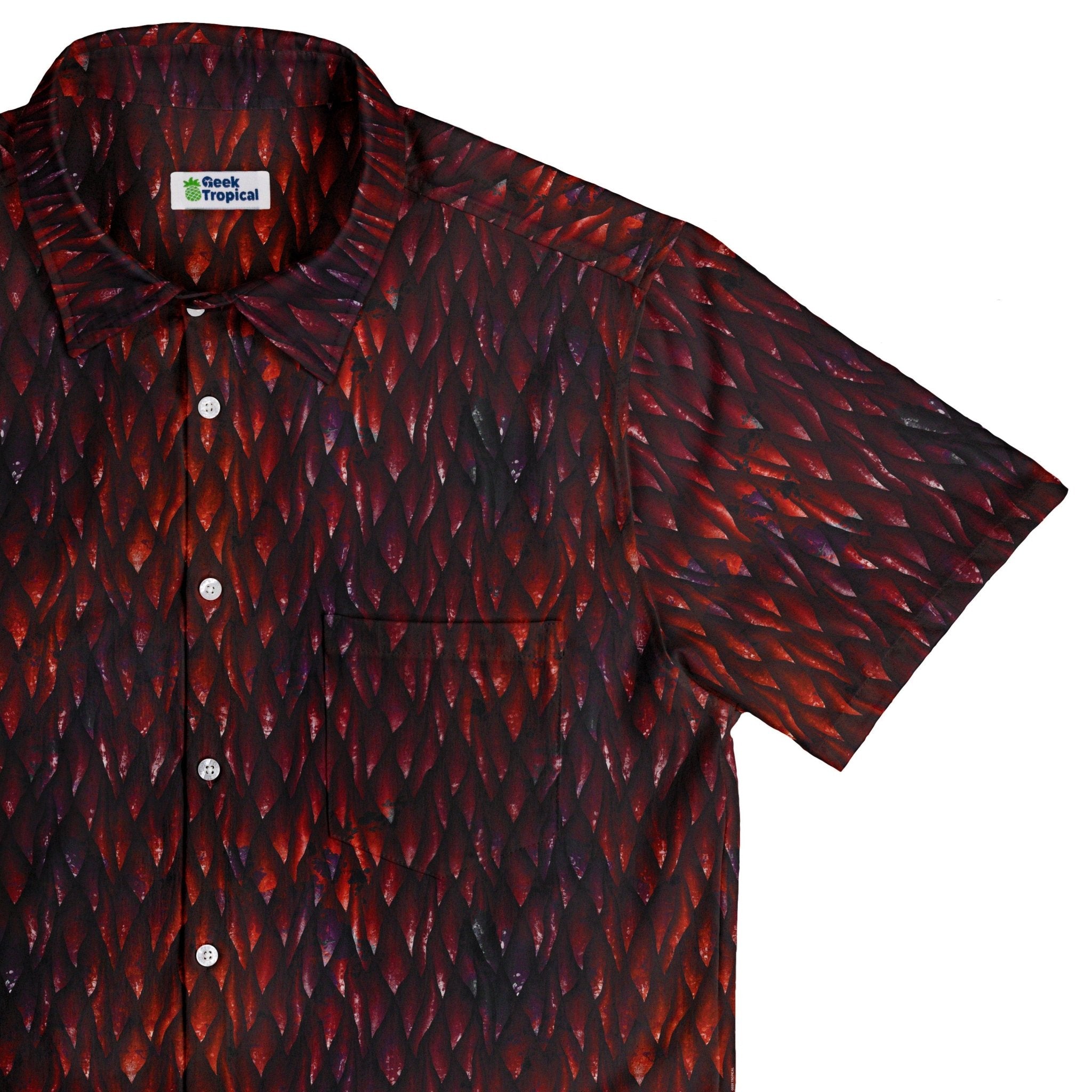 Clearance Ready - to - Ship Red Dragon Scales Dnd Button Up Shirt Geek Nerd adult sizing Clearance dnd & rpg print