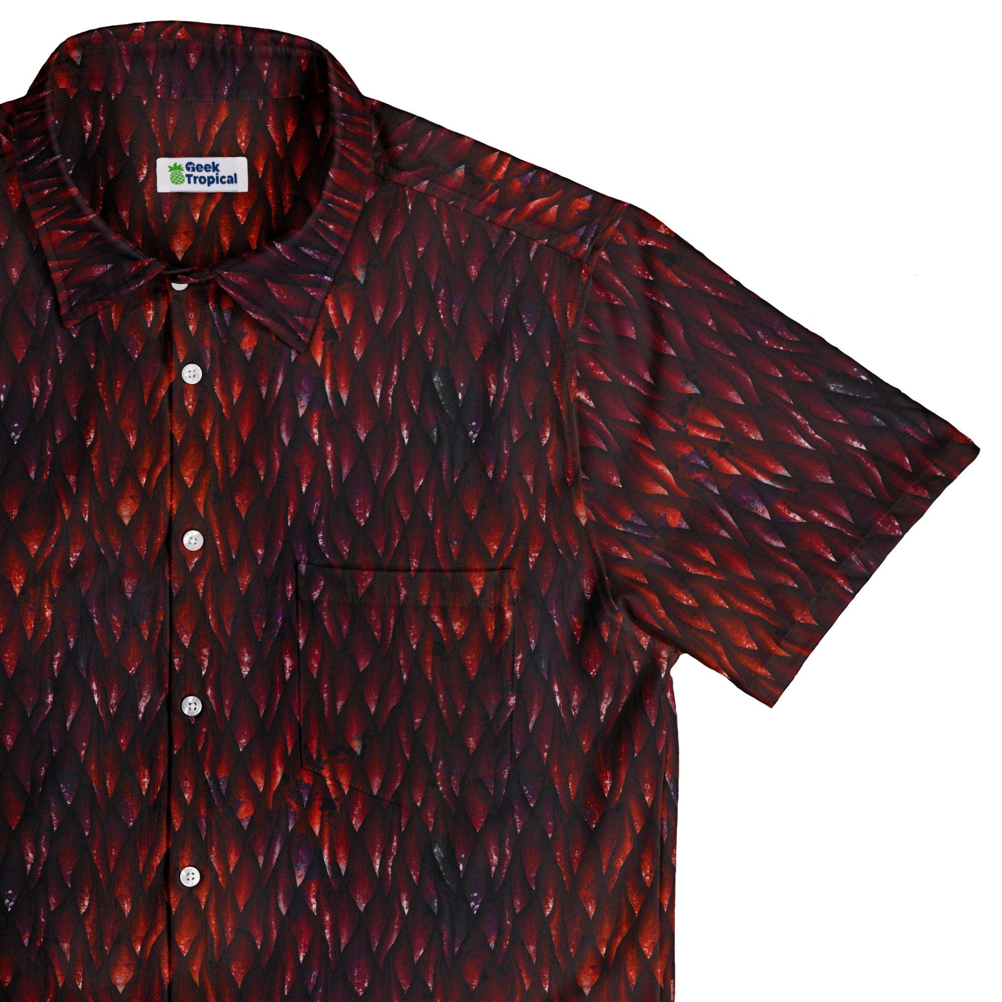 Red Dragon Scales Dnd Button Up Shirt - adult sizing - dnd & rpg print - Fantasy Prints