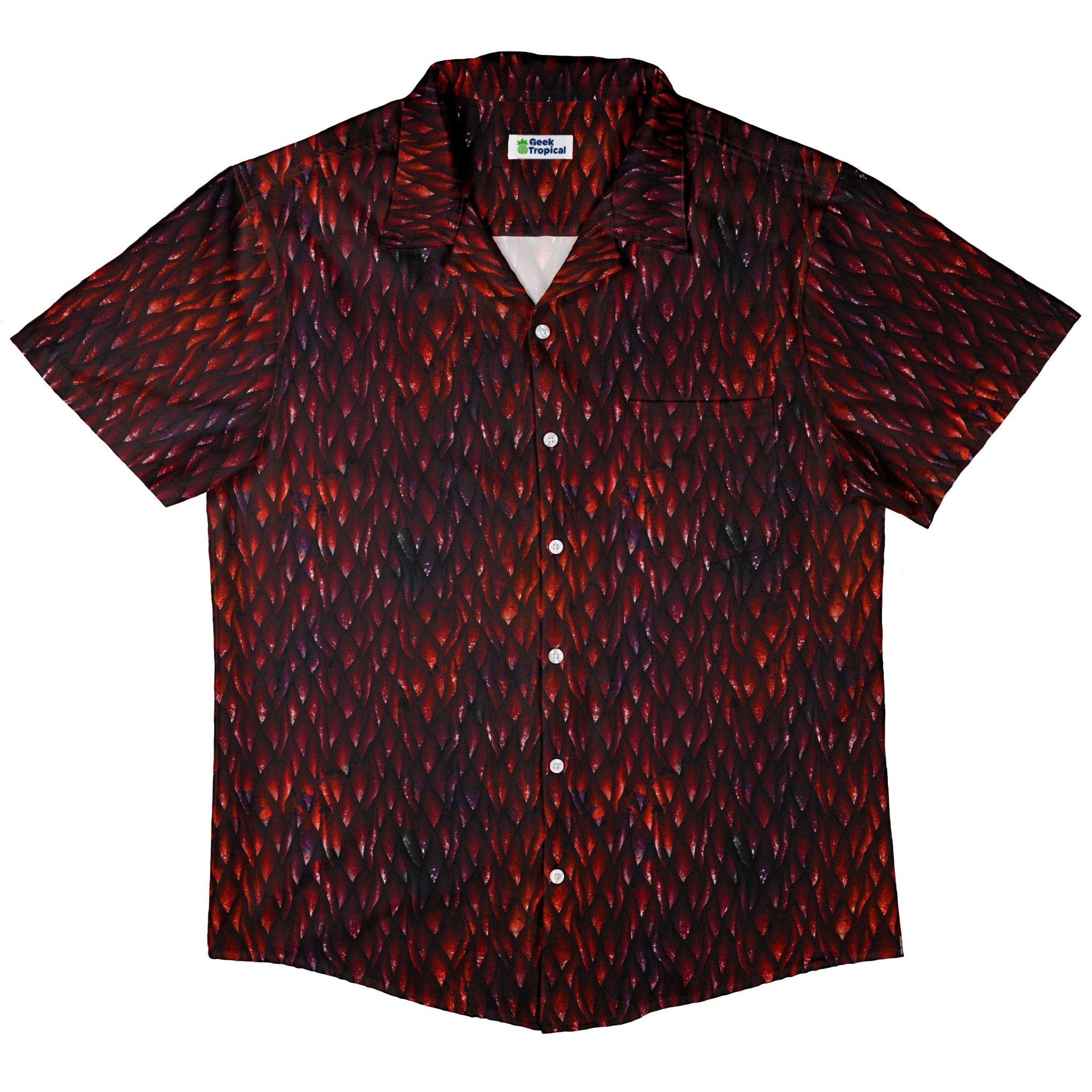 Red Dragon Scales Dnd Button Up Shirt - adult sizing - dnd & rpg print - Fantasy Prints