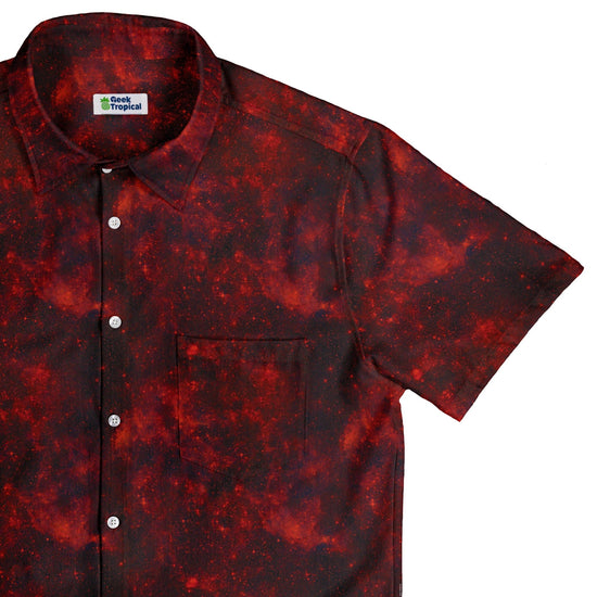 Red Nebula Space Button Up Shirt - adult sizing - outer space & astronaut print -