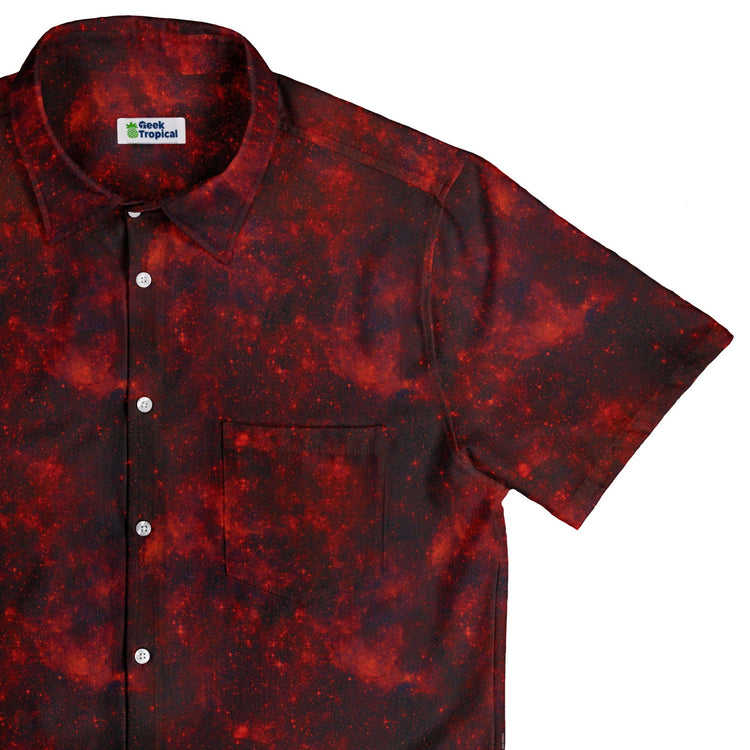 Red Nebula Space Button Up Shirt - adult sizing - outer space & astronaut print -