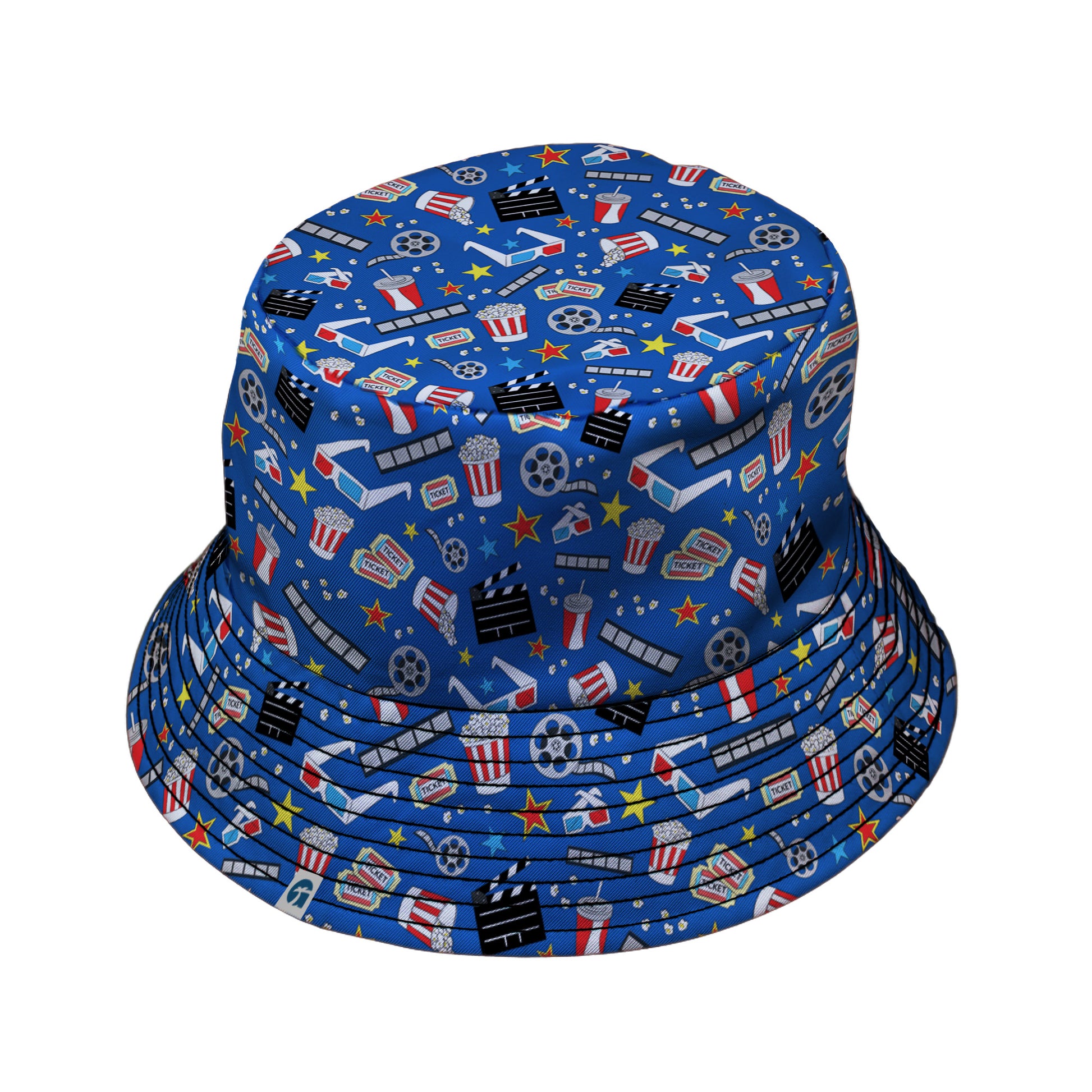 Reel Good Movie Time Blue Bucket Hat Black Stitching