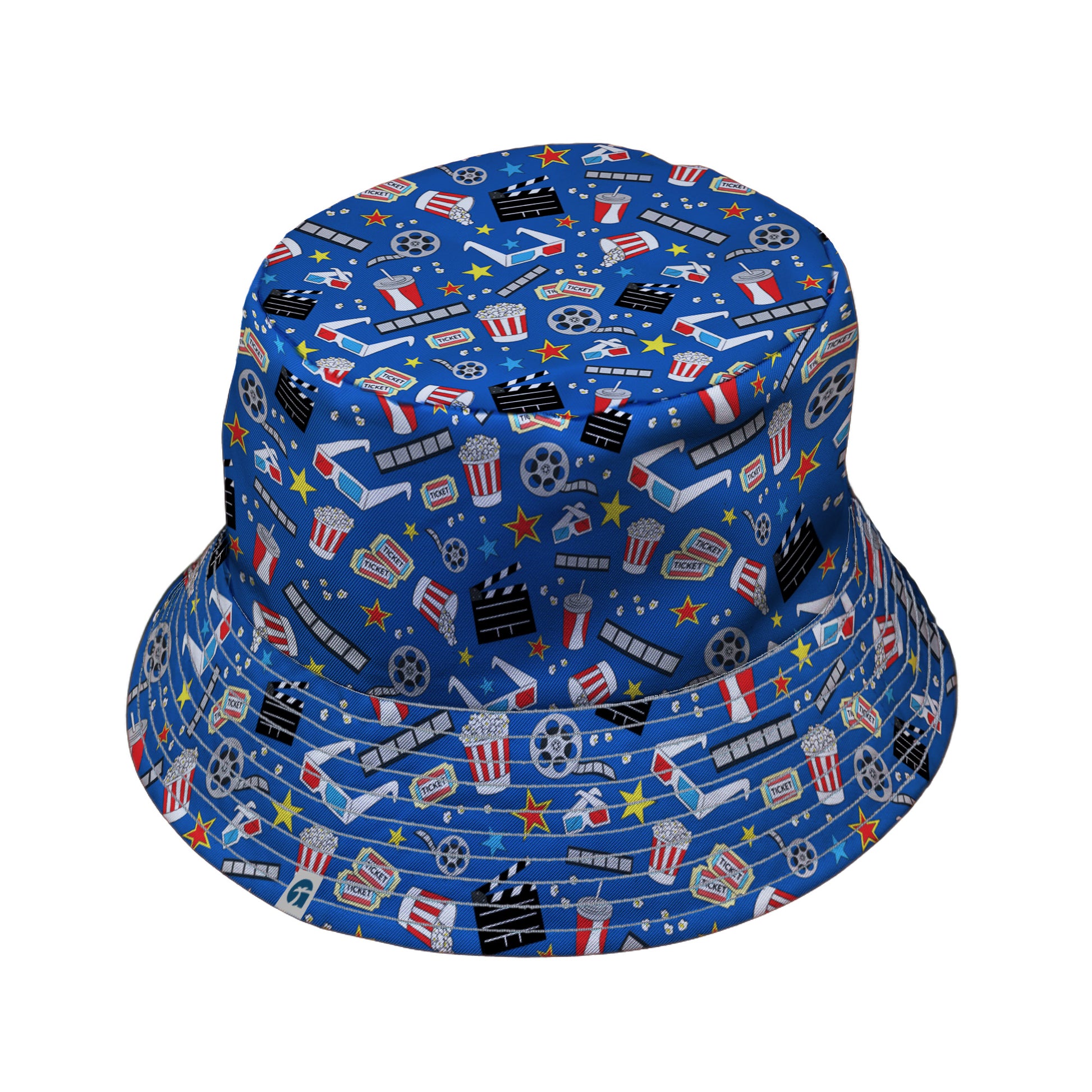 Reel Good Movie Time Blue Bucket Hat Gray Stitching