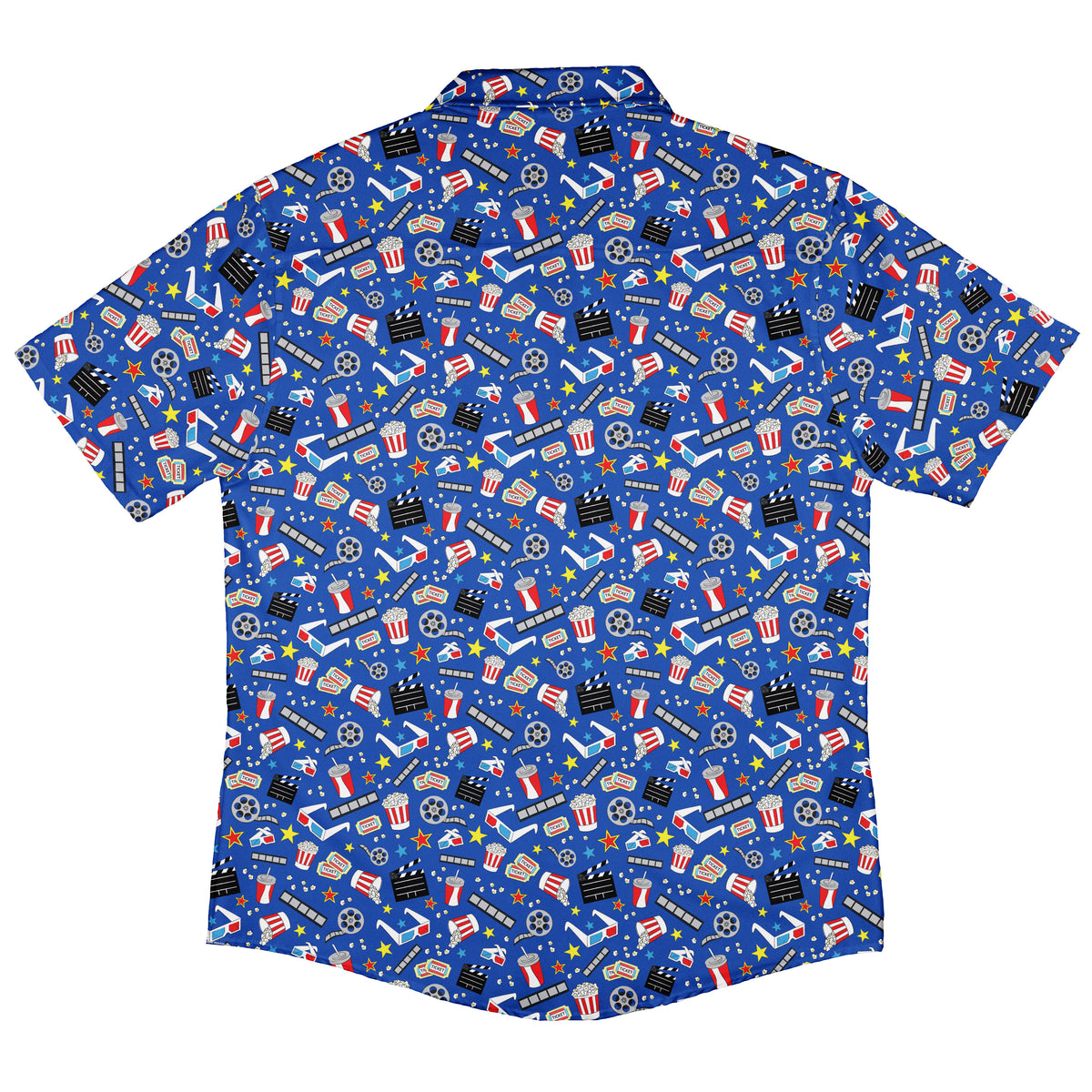 Reel Good Movie Time Blue Button Up Shirt Back