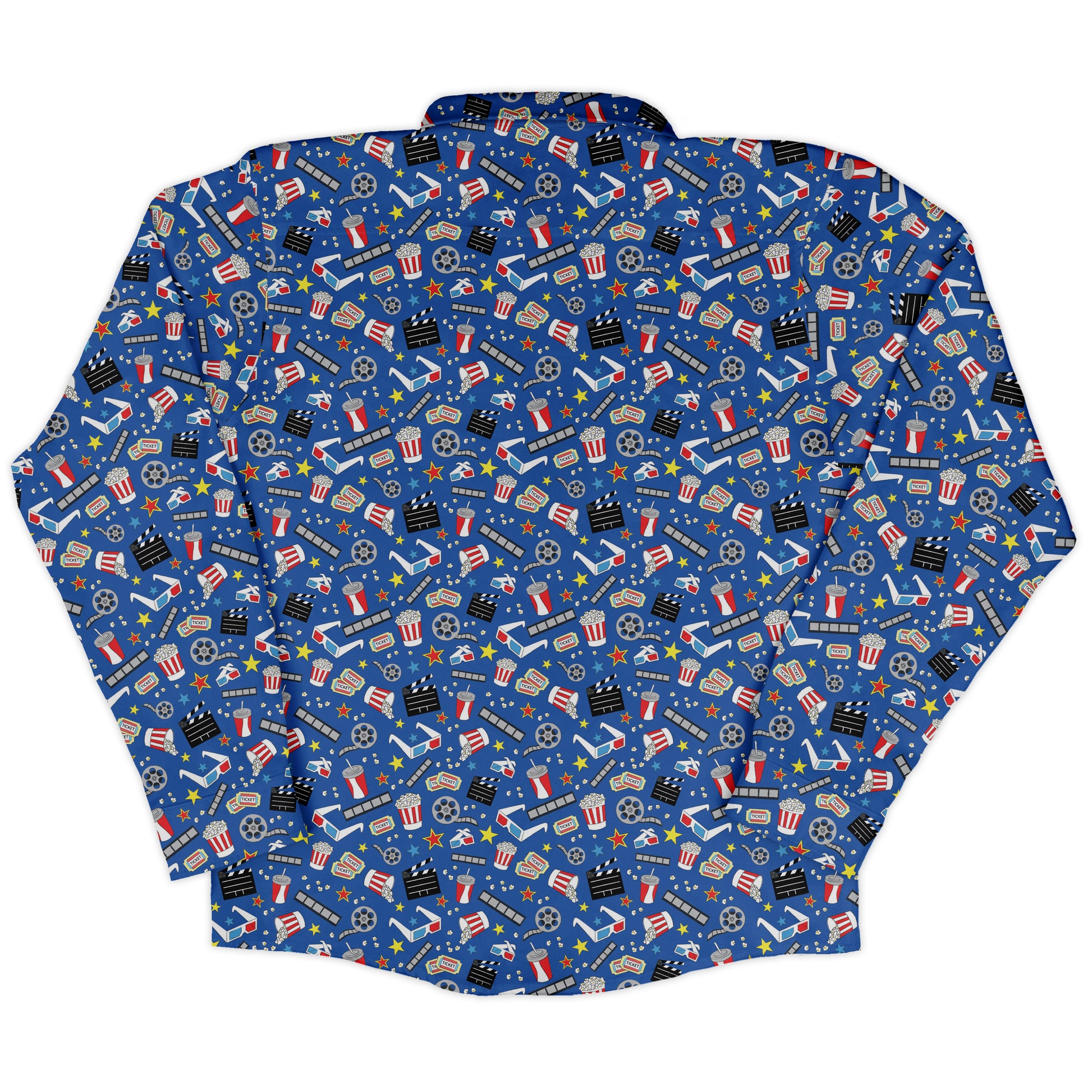 Reel Good Movie Time Blue Long Sleeve Button Up Shirt back