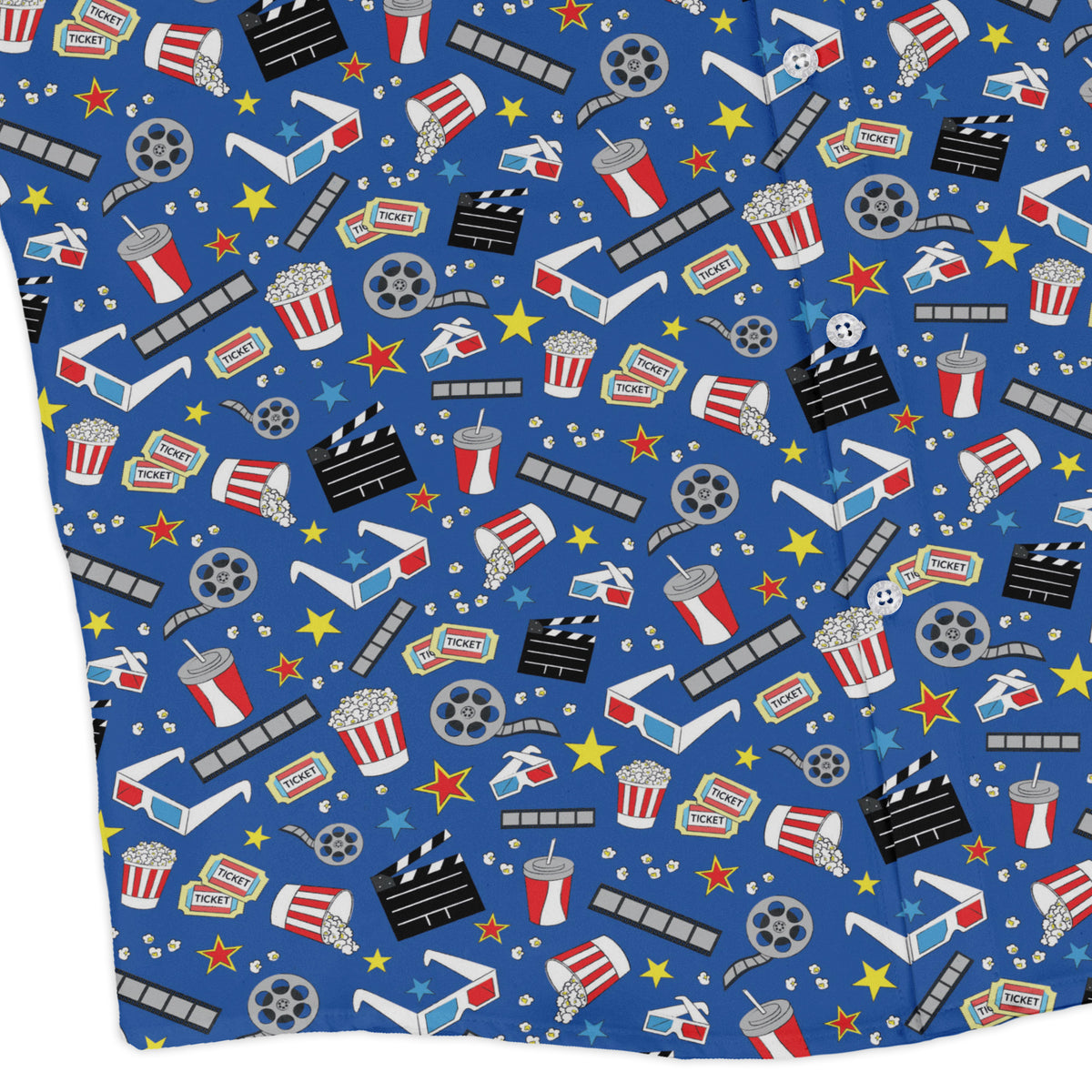 Reel Good Movie Time Blue Long Sleeve Button Up Shirt corner