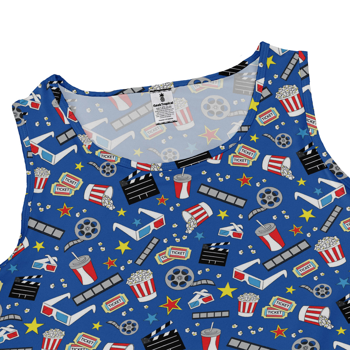 Reel Good Movie Time Blue Sleeveless Dress close front