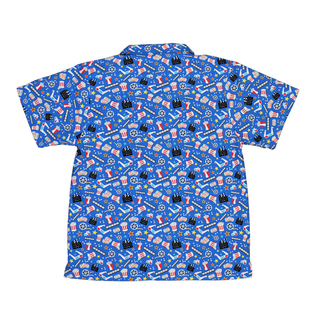Reel Good Movie Time Blue Youth Hawaiian Shirt Back