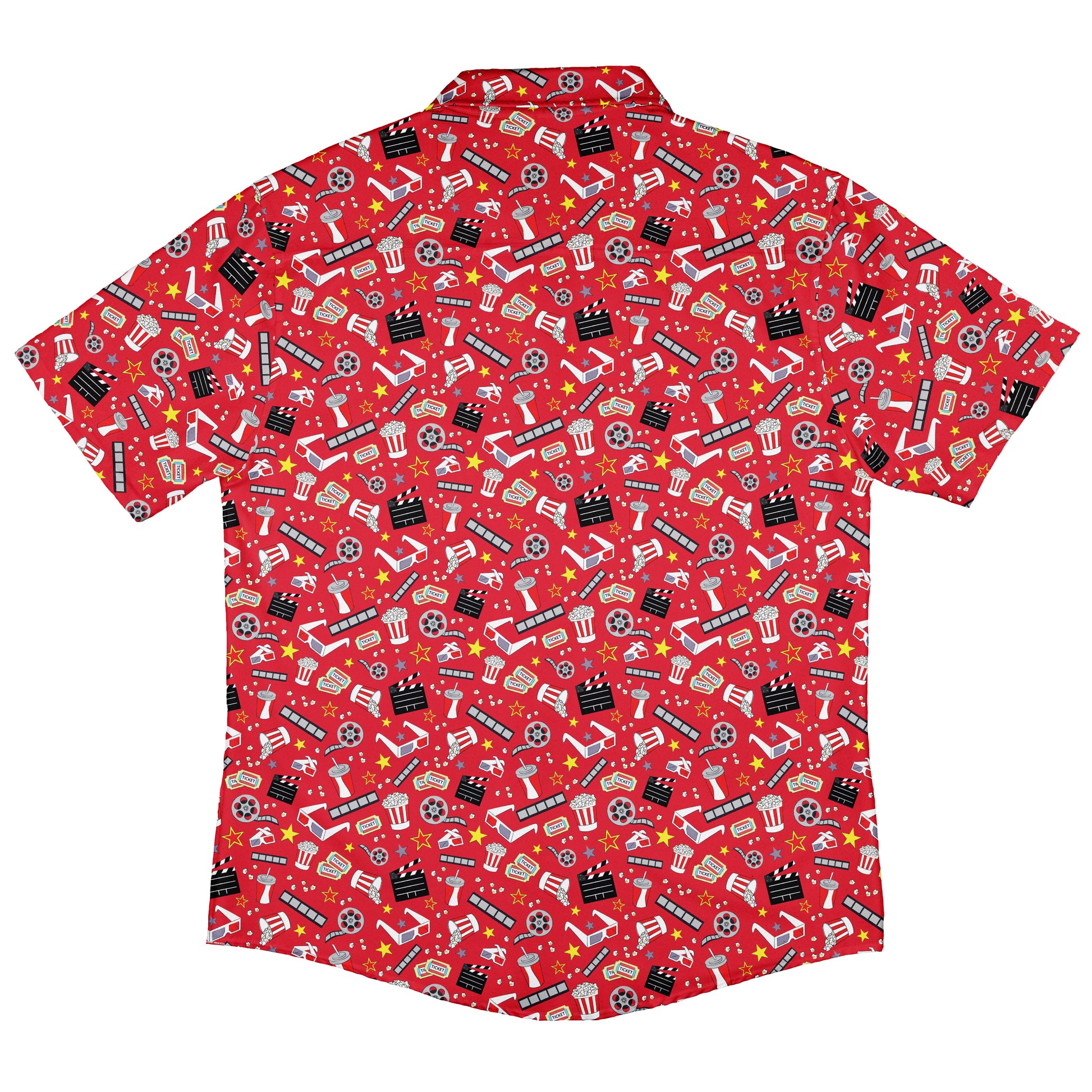 Reel Good Movie Time Red Button Up Shirt Back