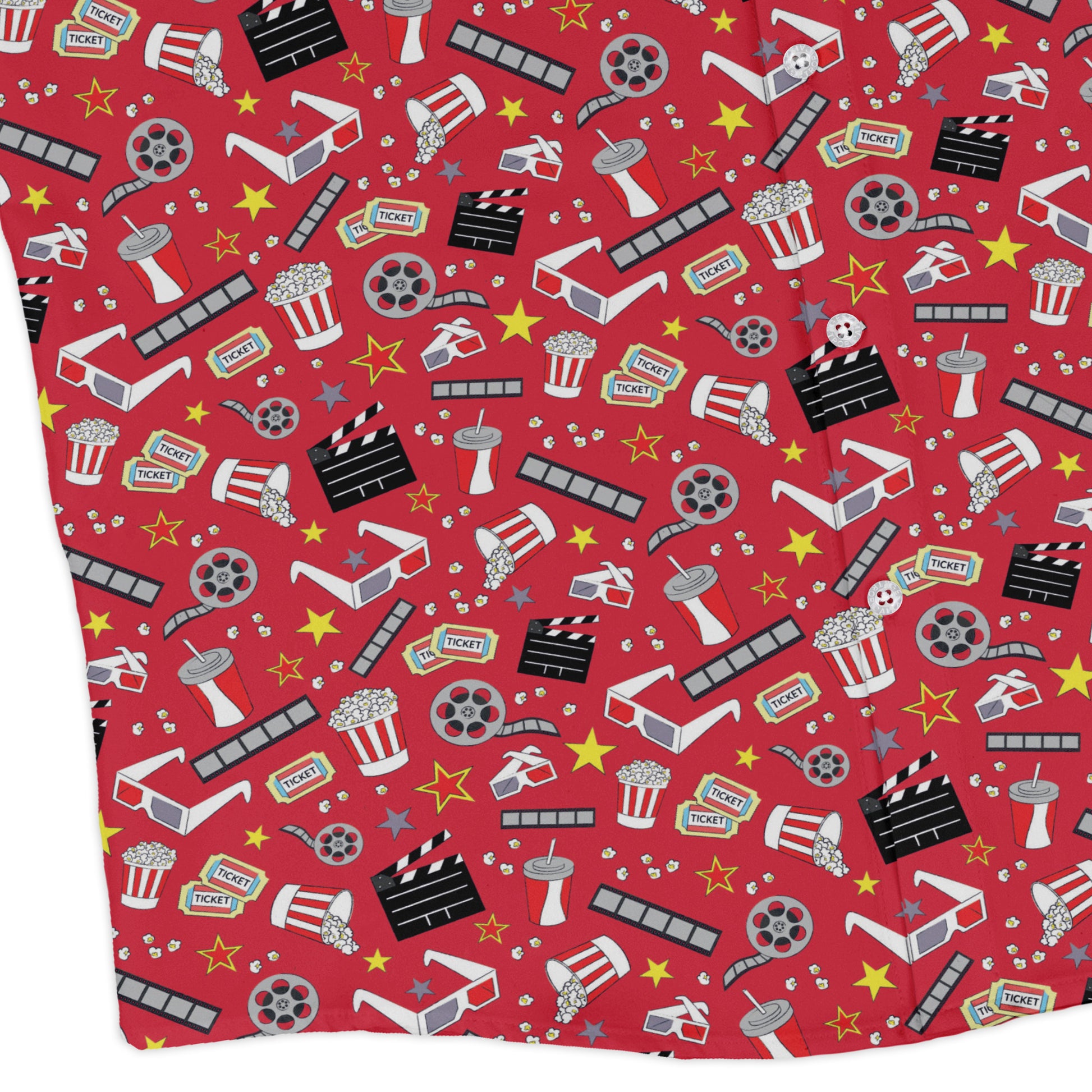 Reel Good Movie Time Red Long Sleeve Button Up Shirt corner